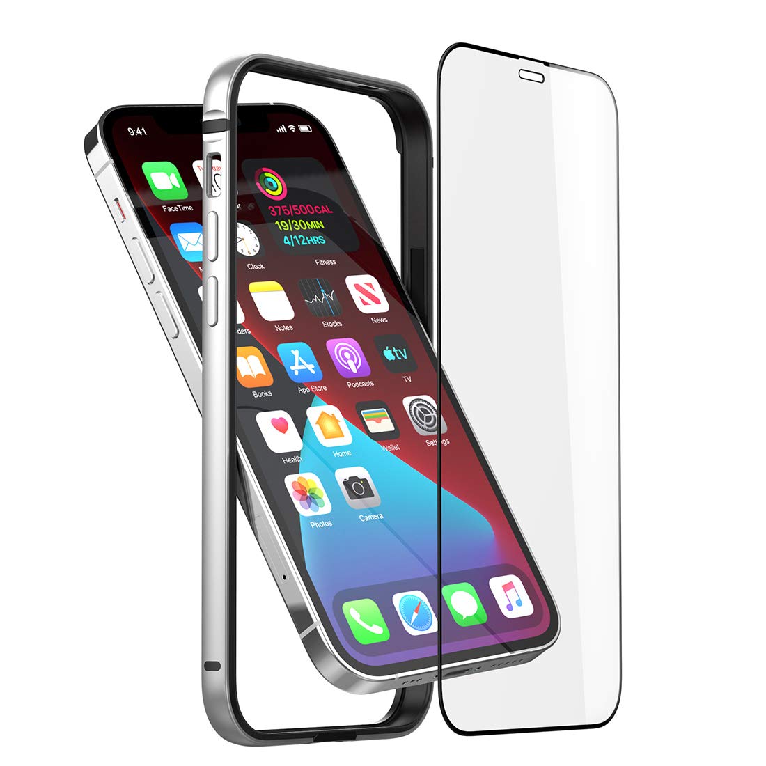 Eastcoo Ultra Slim iPhone 12 Pro Max Case - Metal Bumper with Soft TPU Inner Shell | No Signal Interference | Wireless Charging Compatible | Silver | Perfect for Everyday Protection & Stylish Look