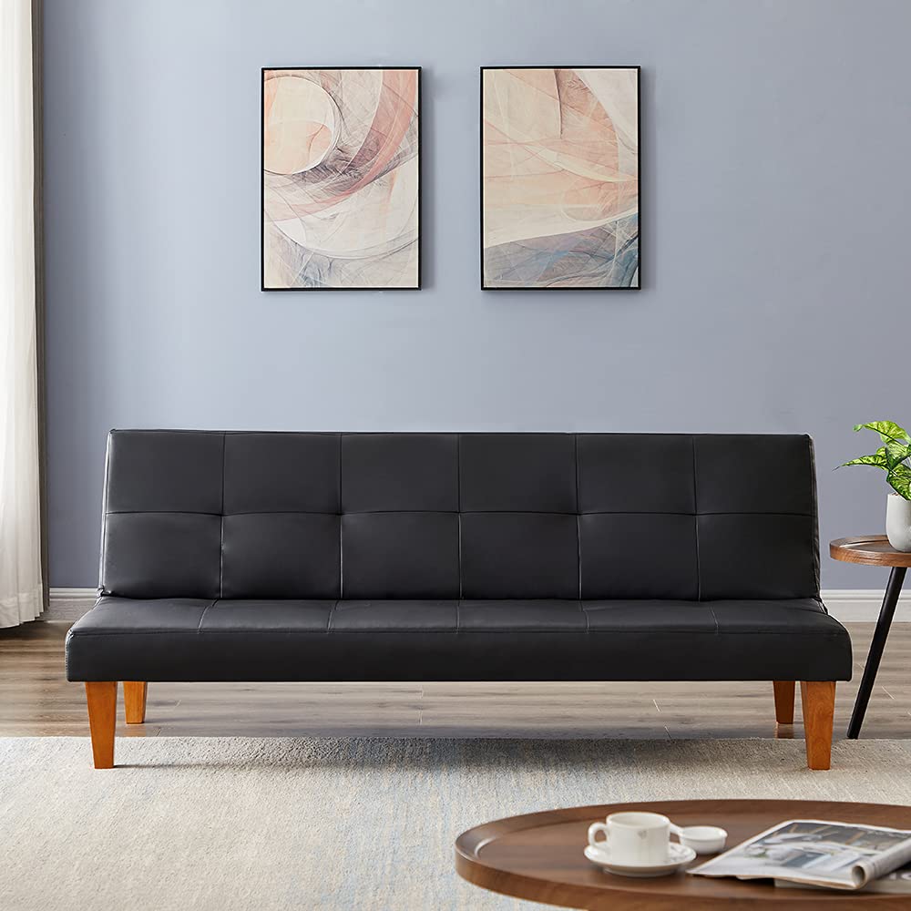 PU Leather Convertible Folding Sofa Bed - Recliner Sleeper Futon Couch for Living Room, Guest Room & Small Spaces | Comfortable Home Furniture for Relaxing & Sleeping