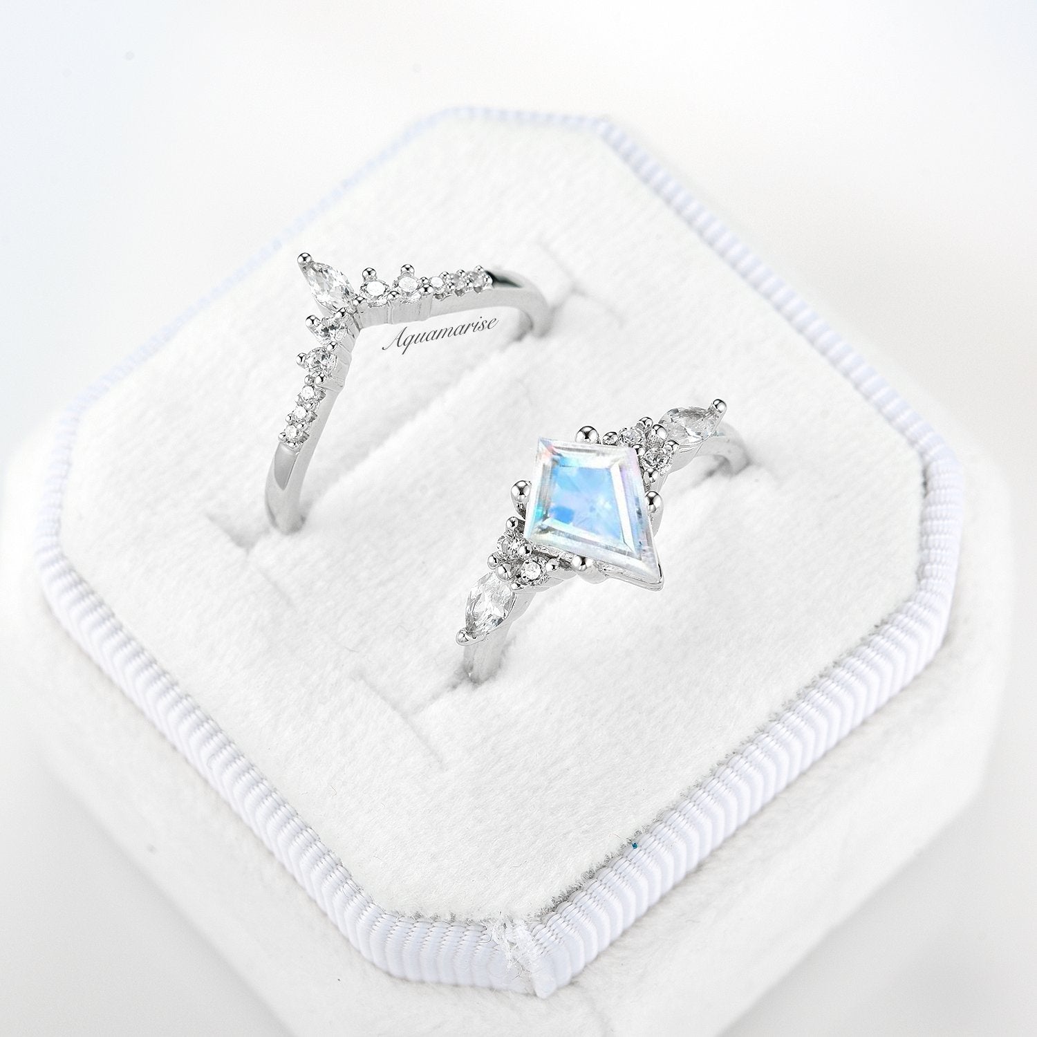 Skye Kite™ Sterling Silver Moonstone Ring Set for Women - Elegant Stackable Rings for Everyday Wear, Gift Giving & Special Occasions
