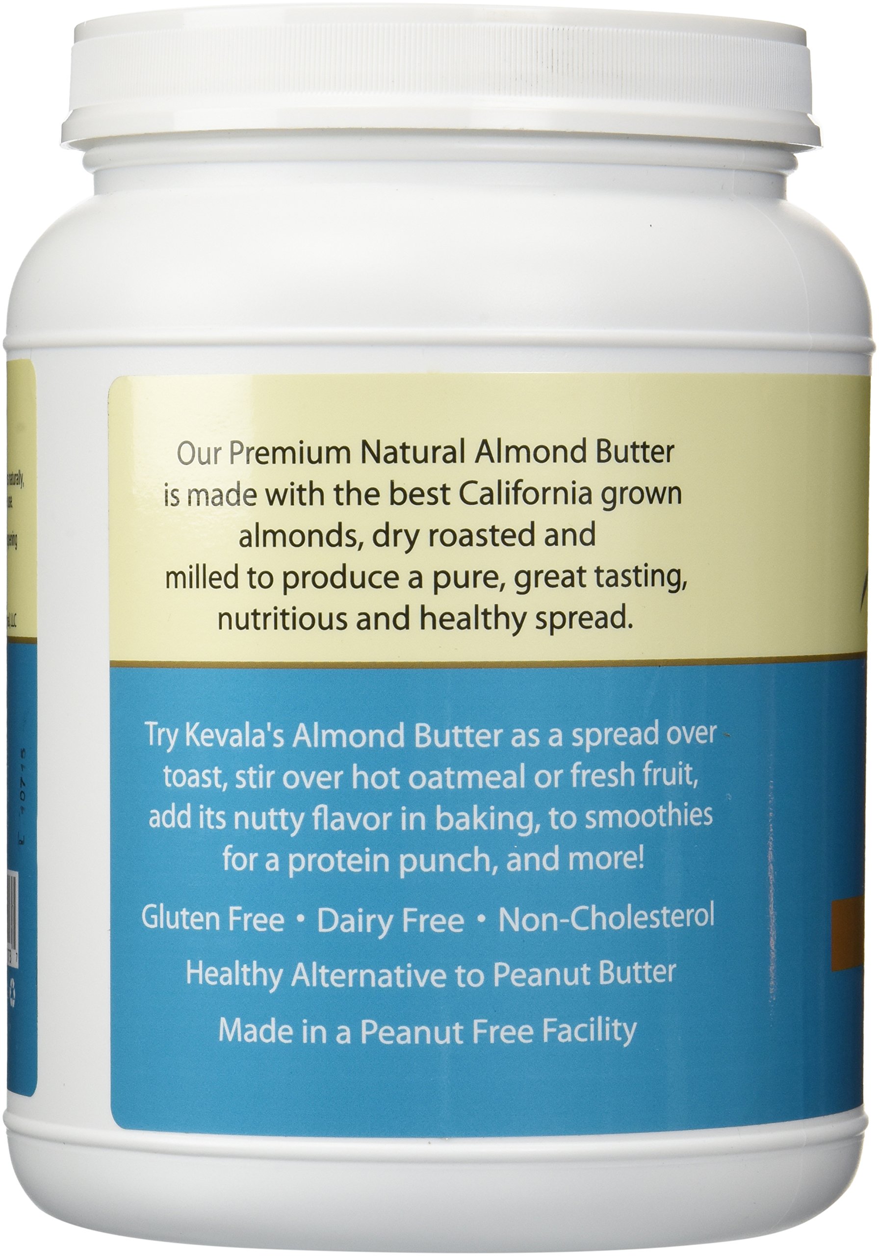 Kevala Creamy Almond Butter - Premium Natural, Gluten Free, Vegan, Dairy-Free Spread (3.5 LB) | Perfect for Sandwiches, Smoothies & Healthy Snacks