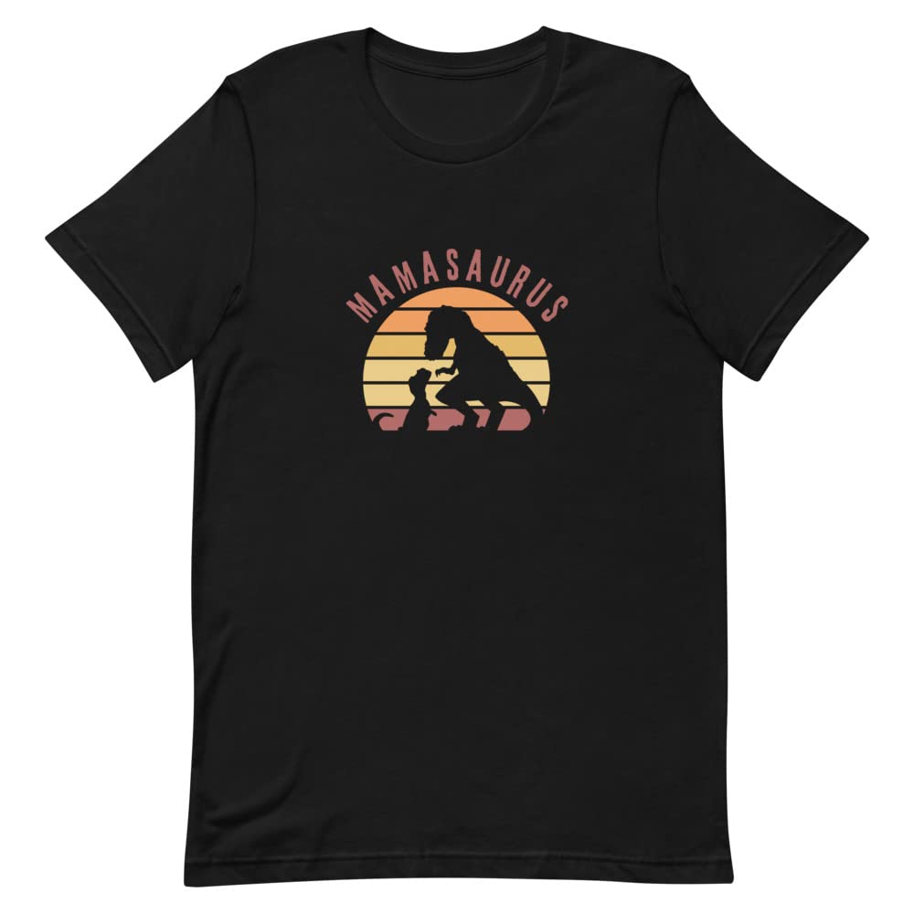 Mamasaurus T-Shirt - Vintage Dinosaur Graphic Tee with Sunset Design | Soft Cotton Shirt for Women | Perfect for Casual Wear, Dinosaur Lovers & Jurassic Theme Parties