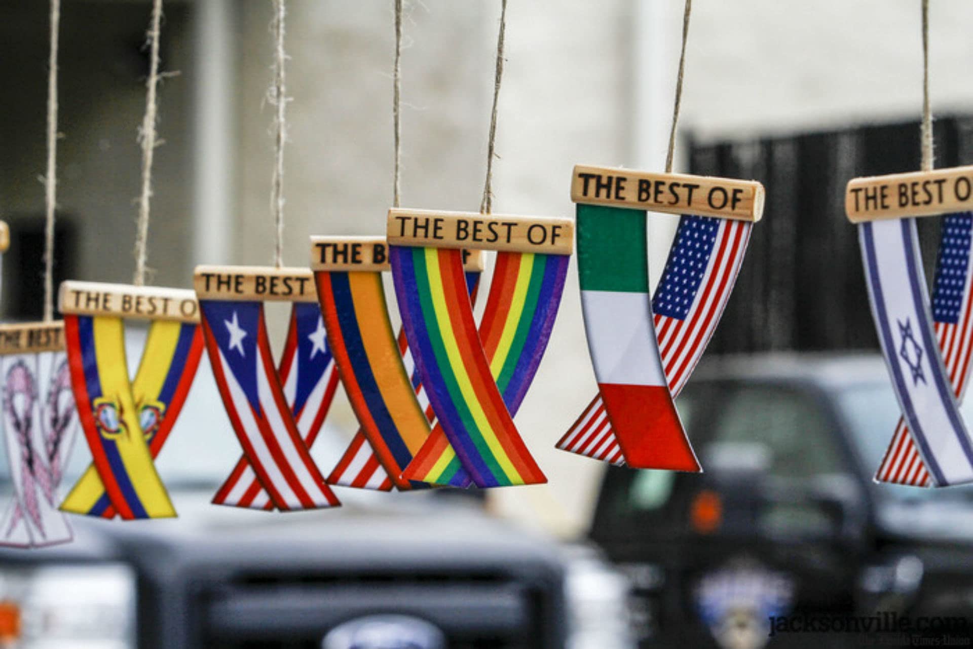 VI & USA American ST Thomas Caribbean Car Rearview Mirror Mini Banner Hanging Flags - Unity Flagz™ for Road Trips & Island Vibes