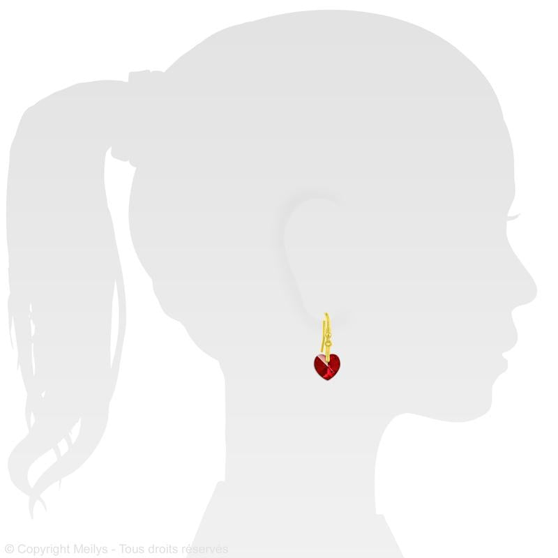 24K Gold Heart Siam Earrings for Women - Elegant Dangle Drop Earrings for Valentine's Day, Anniversary, Wedding, and Special Occasions