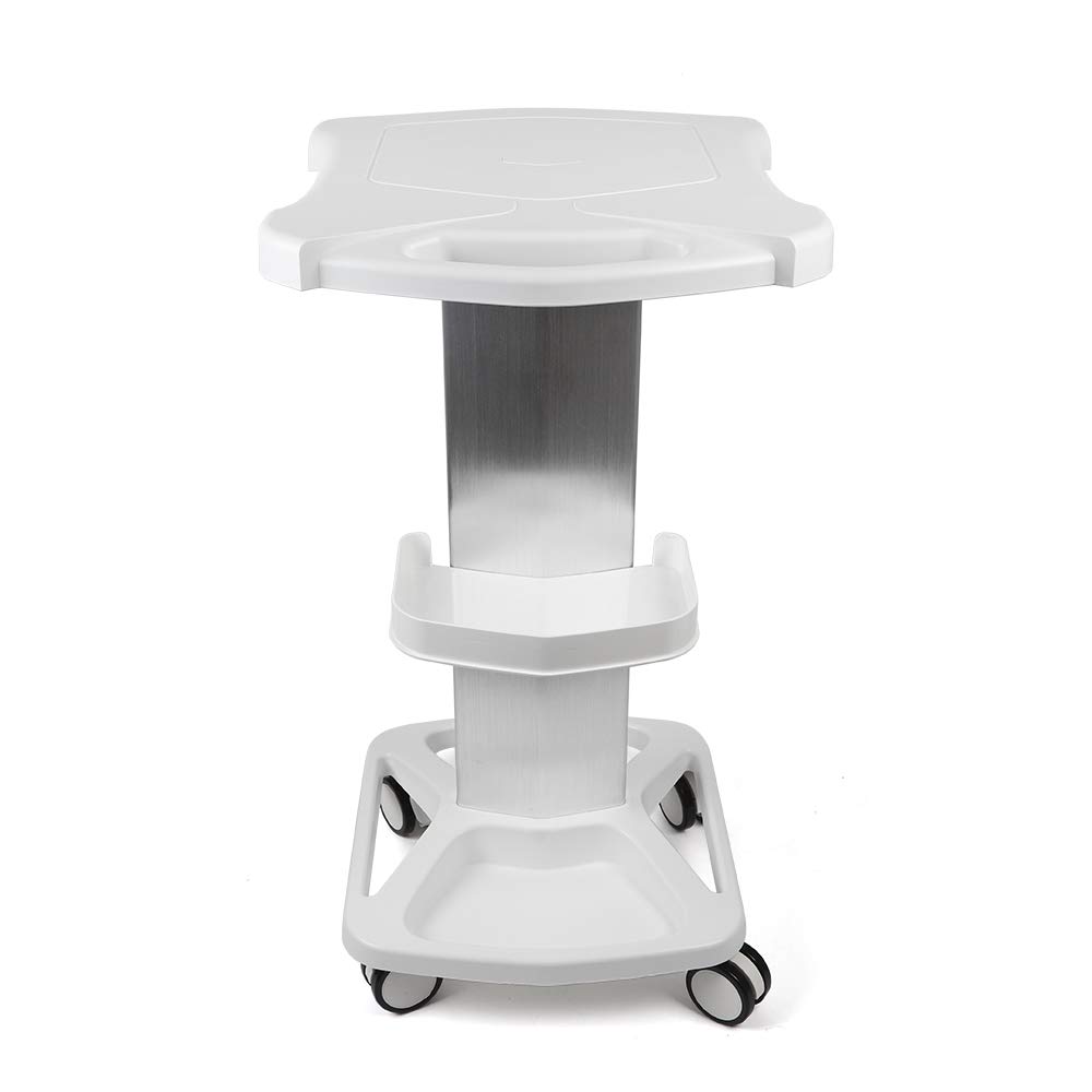 Beauty Salon Trolley Cart - 3-Tier Aluminum Alloy Mobile Cart for Hair & Spa Salon - 33lbs Capacity Rolling Utility Cart with Wheels - Perfect for Esthetician Equipment, Nail Salon Tools & Makeup Storage (White)