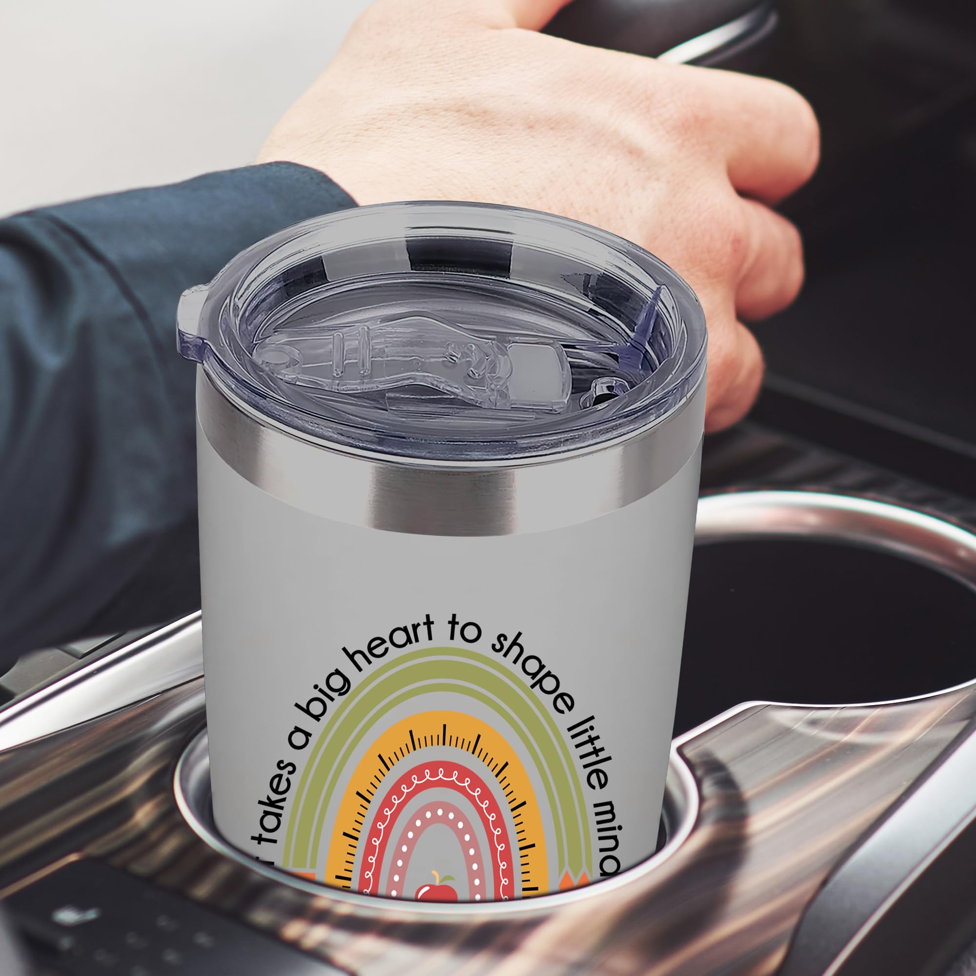 20oz Stainless Steel Tumbler - Inspirational Teacher Gift with 'It Takes a Big Heart to Shape Little Minds' Quote - Perfect for Teacher Appreciation Week, End of Year Gifts & Thank You Presents from Students - Ideal for Classroom Use, Coffee Breaks & Everyday Hydration
