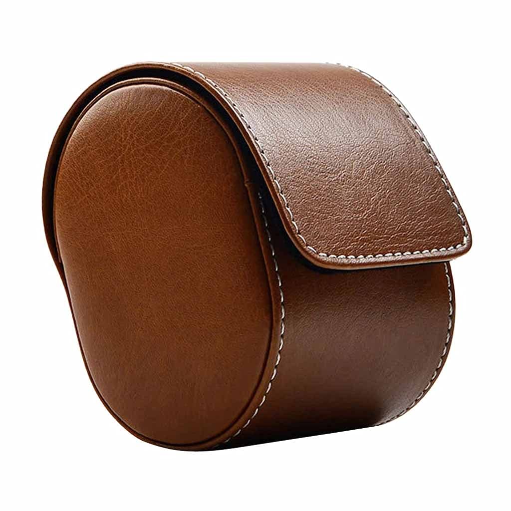 Premium PU Leather Travel Watch Case - Men's Velvet Wristwatch Organizer & Jewelry Storage Box (Black/Brown) - Perfect for Business Travel, Gift Giving & Watch Collection Display