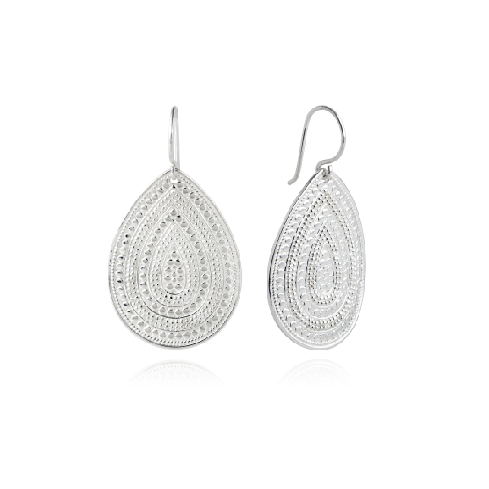 Anna Beck Classic Large Dotted Teardrop Earrings for Women - Elegant Gold/Silver Dangle Drop Earrings - Perfect for Party, Wedding & Evening Occasions