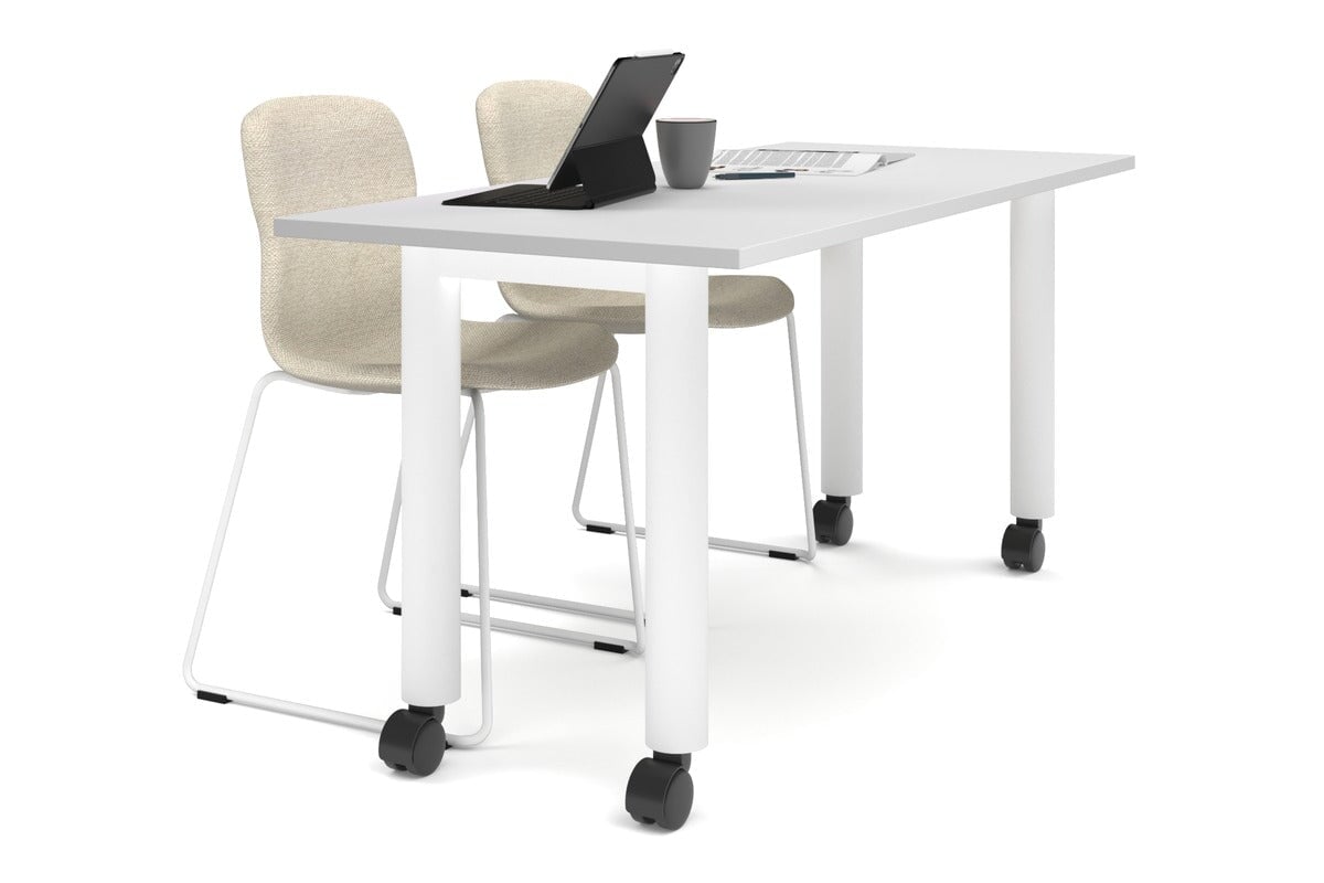 Quadro 80mm Cylinder Leg Mobile Table - 1800L x 700W Adjustable Rolling Workbench for Office, Workshop & Industrial Use