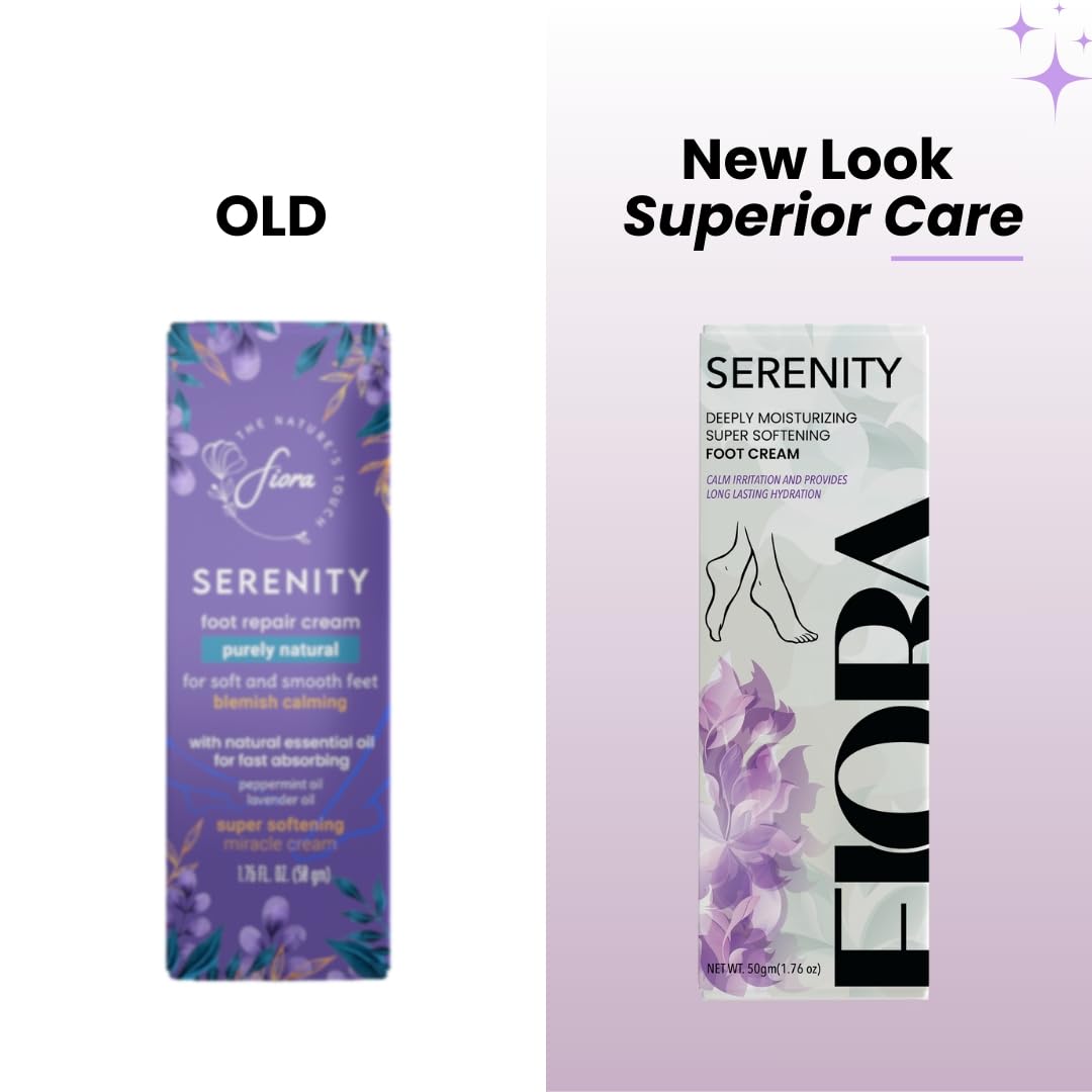 Fiora Serenity Cracked Heel Repair Cream - Intense Moisturizing & Healing Foot Balm for Dry, Rough Feet | Softens & Restores Comfort | Diabetic Safe Formula with Natural Ingredients | 50g | Perfect for Daily Foot Care, Post-Pedicure Treatment & Overnight Healing