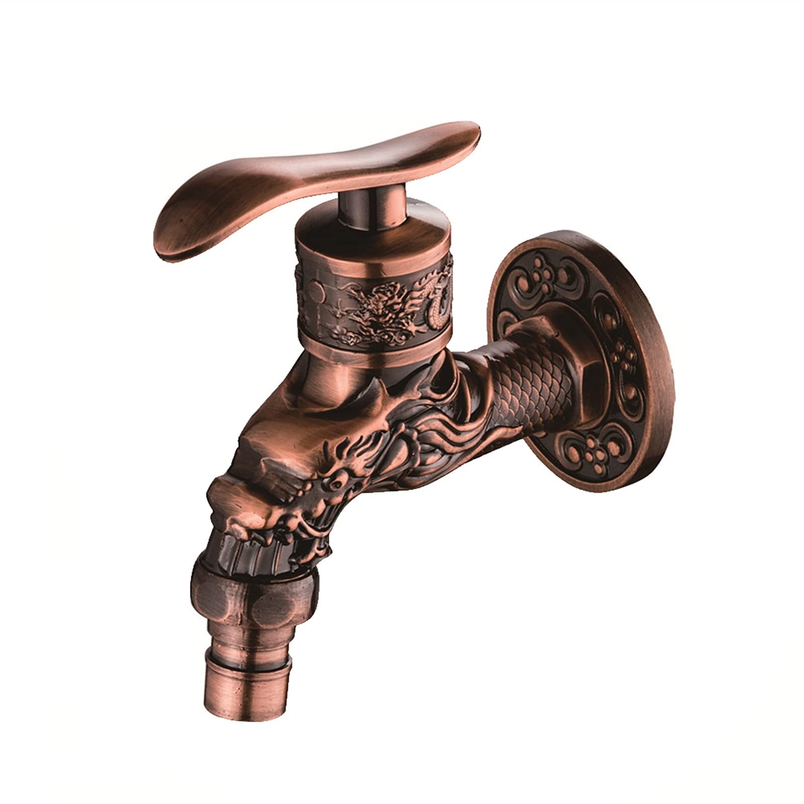 Antique Zinc Alloy Wall Mount Faucet - Retro Tap for Garden & Bathroom (Burgundy)