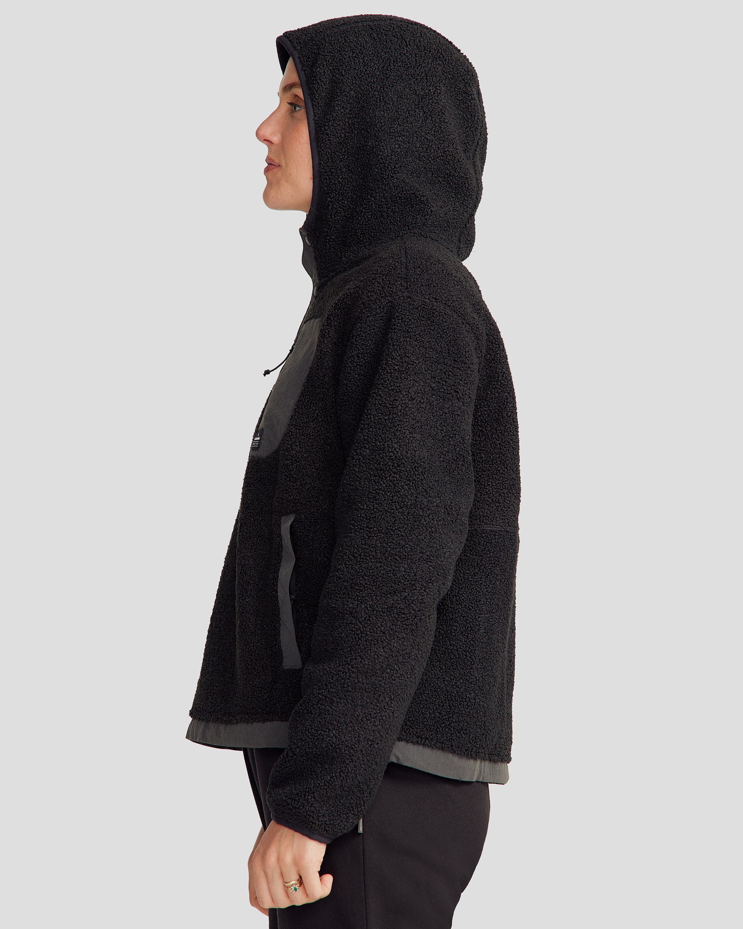 Women's Co Z High Pile Hooded Pullover v2 - Soft Fleece Winter Jacket with Kangaroo Pocket, Black Stingray Color | Perfect for Outdoor Activities, Casual Wear & Cold Weather Fashion