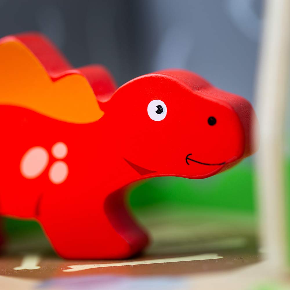 Bigjigs Toys Wooden Dinosaur Island Playset - Complete Prehistoric Toy Set with Volcano & Trees for Kids, Educational STEM Learning & Imaginative Play