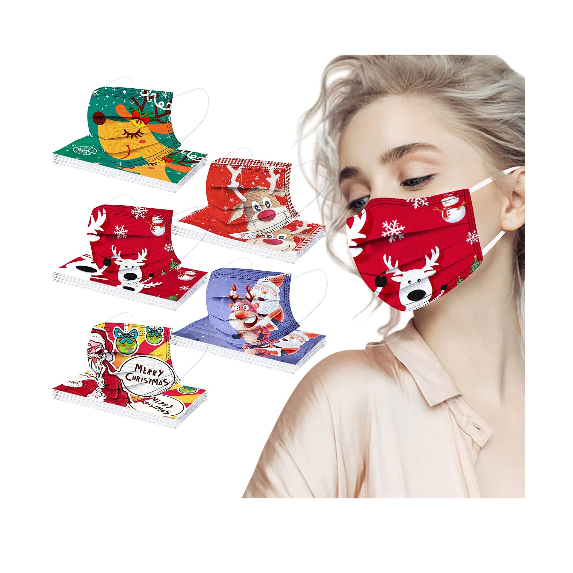 Cookinty 50pcs Floral Disposable Face Masks for Adults - 3-Ply Breathable, Adjustable & Fun Holiday Design - Perfect for Parties, Travel & Daily Protection