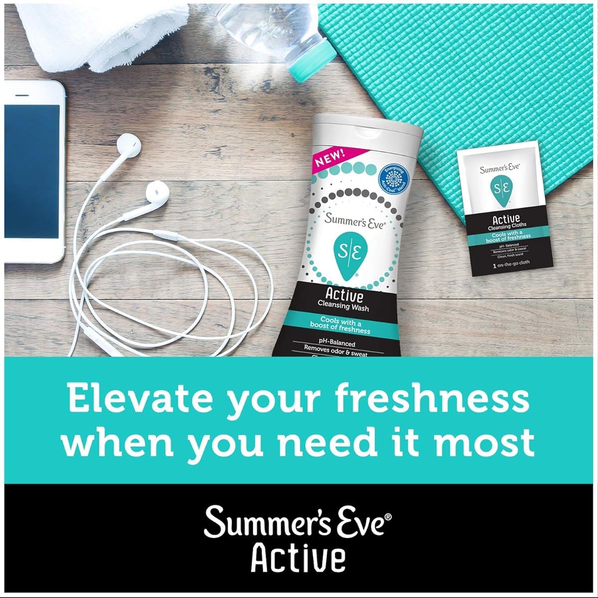 Summer's Eve Active Daily Feminine Wipes - pH Balanced, Unscented, 14 Count (Pack of 2) - Gentle Cleansing for Women, On-The-Go Freshness, Post-Workout Hygiene & Travel Essentials