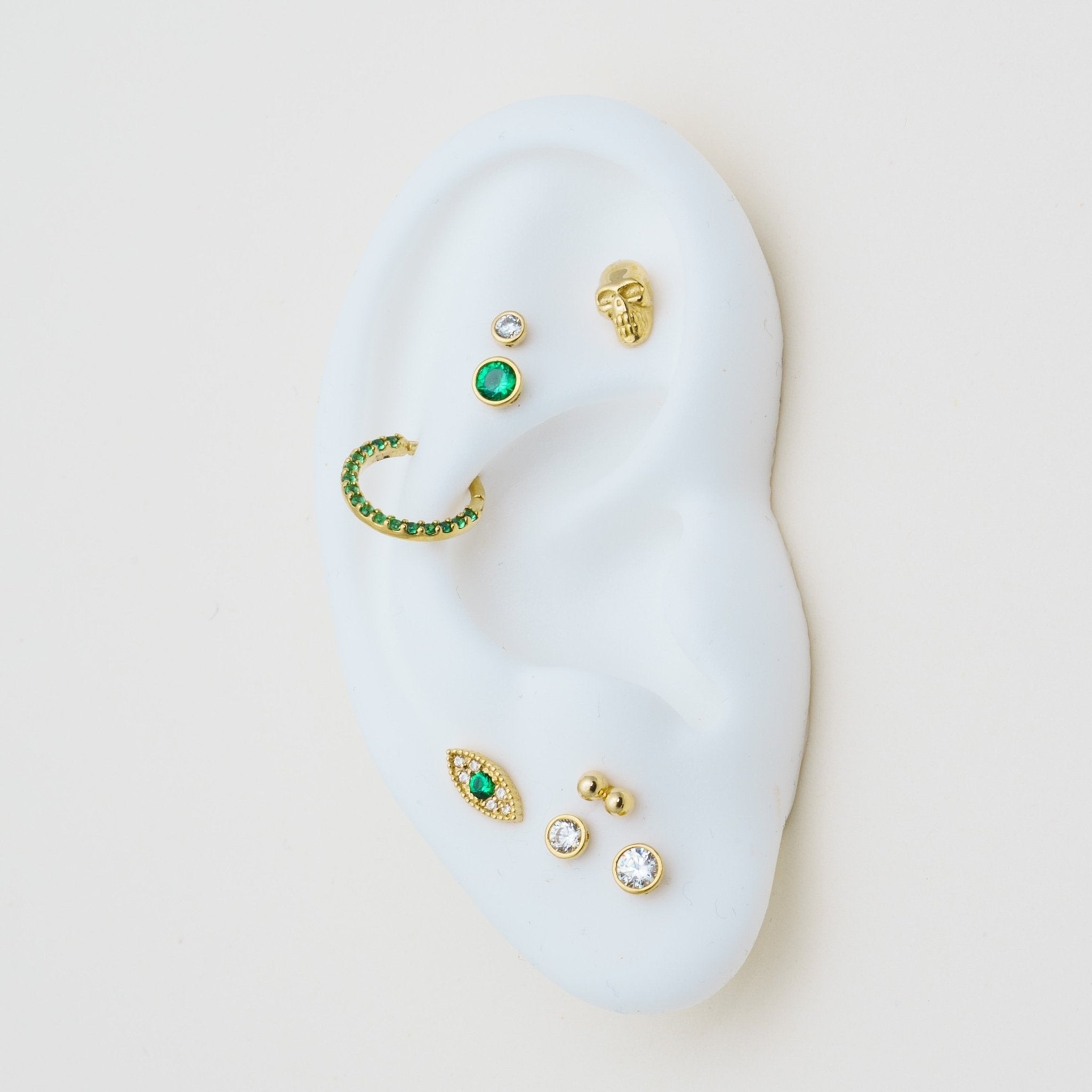 Minimalist Skull Flat Back Stud Earrings - 14k Solid Yellow Gold Hypoallergenic Jewelry for Women - Perfect for Everyday Wear, Gifts & Punk Style
