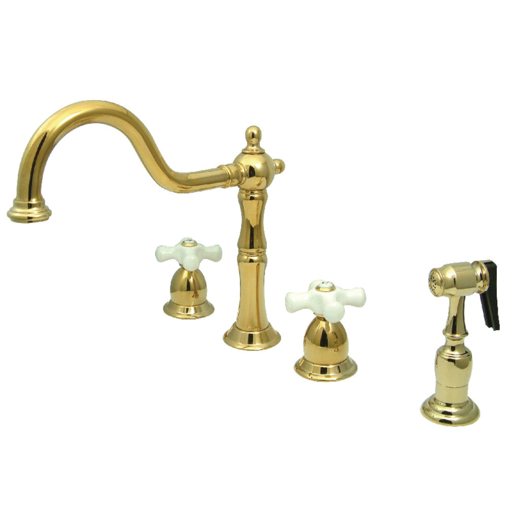 Kingston Brass KB1793PXBS Widespread Kitchen Faucet - High Arc Pull-Down Sprayer, Oil Rubbed Bronze Finish for Modern Farmhouse & Rustic Kitchens