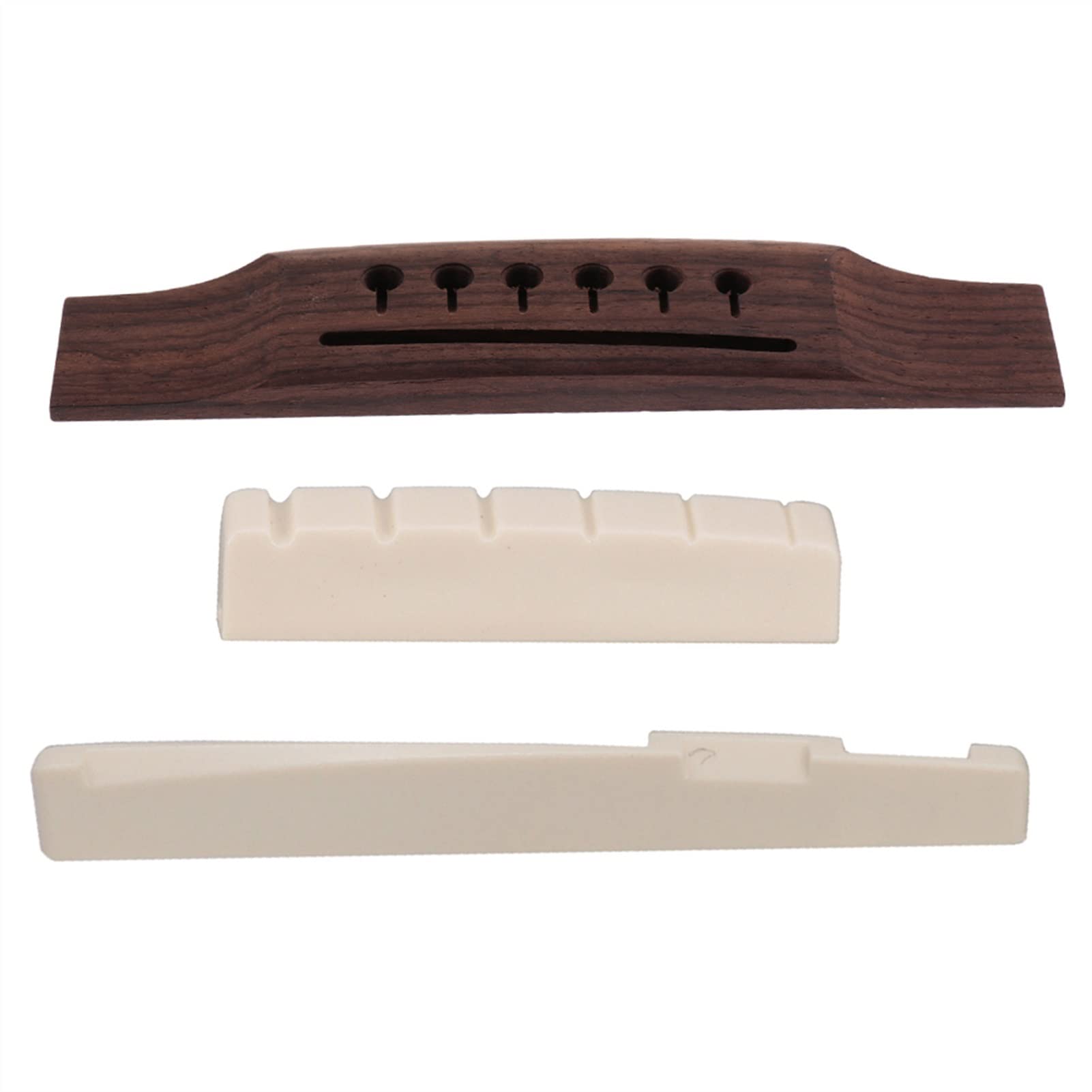 Left Hand Acoustic Guitar Bridge & Slotted Saddle Nut Replacement - Premium Backhand Guitar Parts for Enhanced Sound & Playability | Perfect for Guitar Repair, Upgrades & DIY Projects