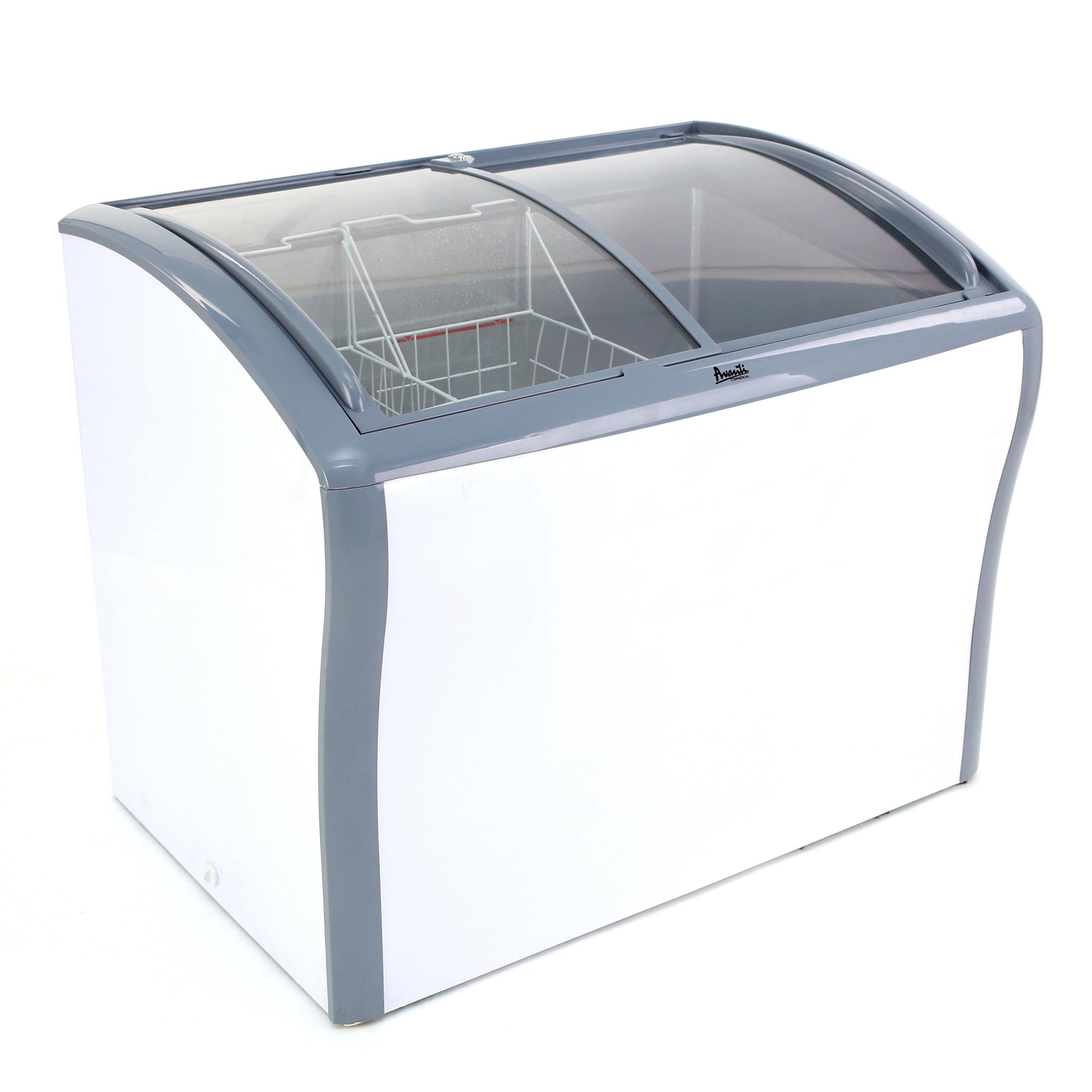 Avanti 9.5 Cu. Ft. Commercial Glass Top Freezer Refrigerator - White, Energy Efficient, Heavy Duty for Restaurants, Cafes, and Convenience Stores
