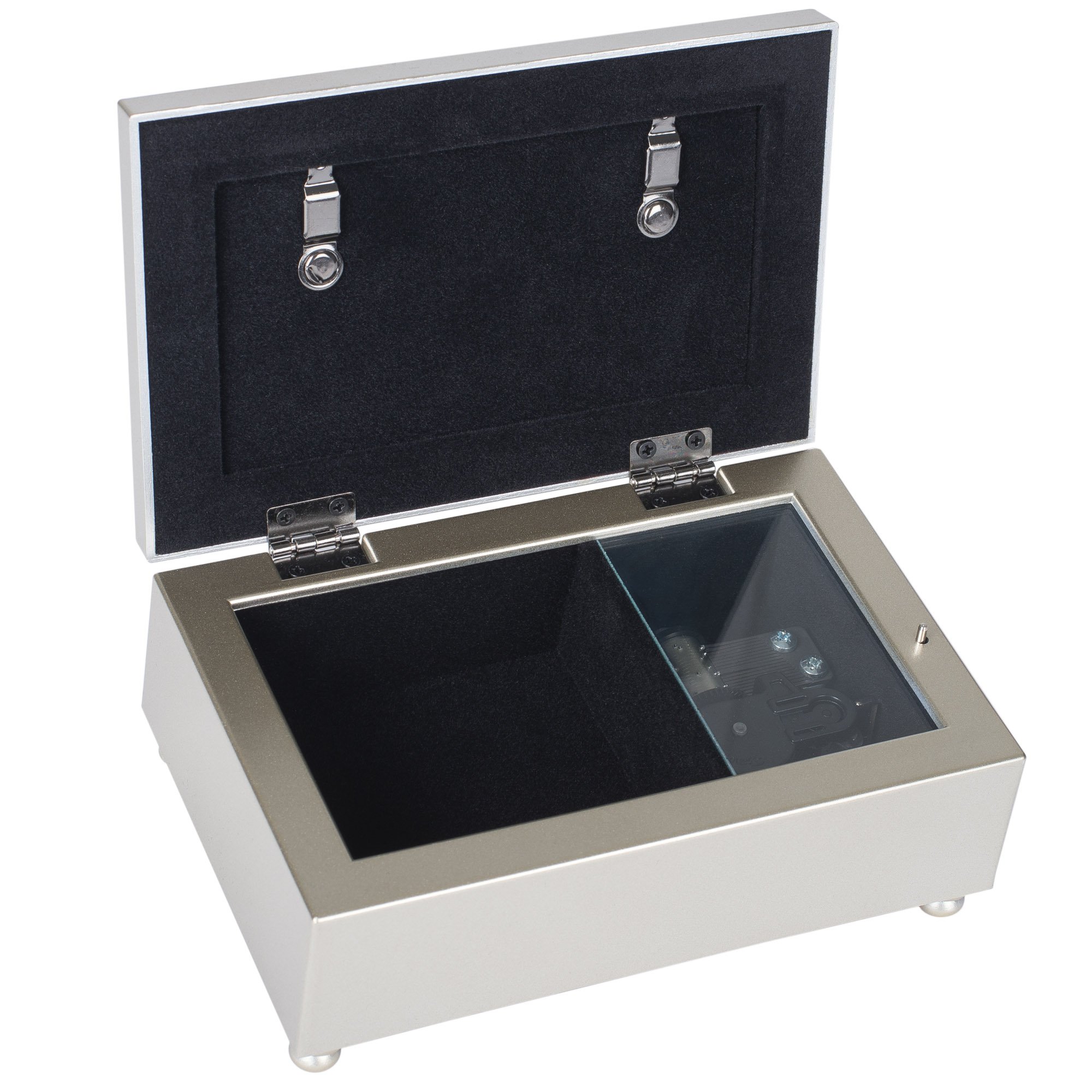 Baptized in Christ Champagne Silver Petite Music Jewelry Box - Plays Amazing Grace Hymn | Perfect for Christian Gifts, Baptism Favors & Home Decor