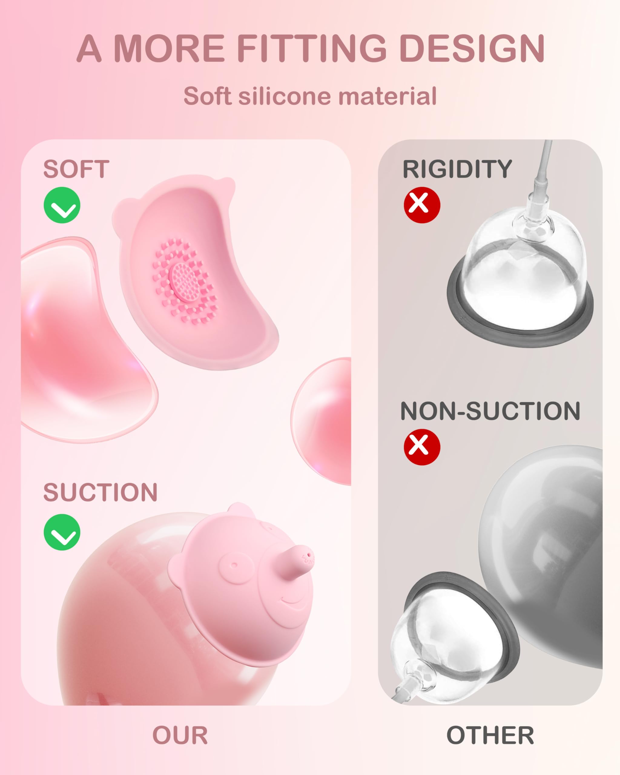 Rechargeable Pink Vibrating Nipple Massager & Sucking Stimulator for Women - 10 Brush Heads & Powerful Vibration Modes - Adult Sex Toy for Couples Play, Solo Pleasure & Sensual Exploration