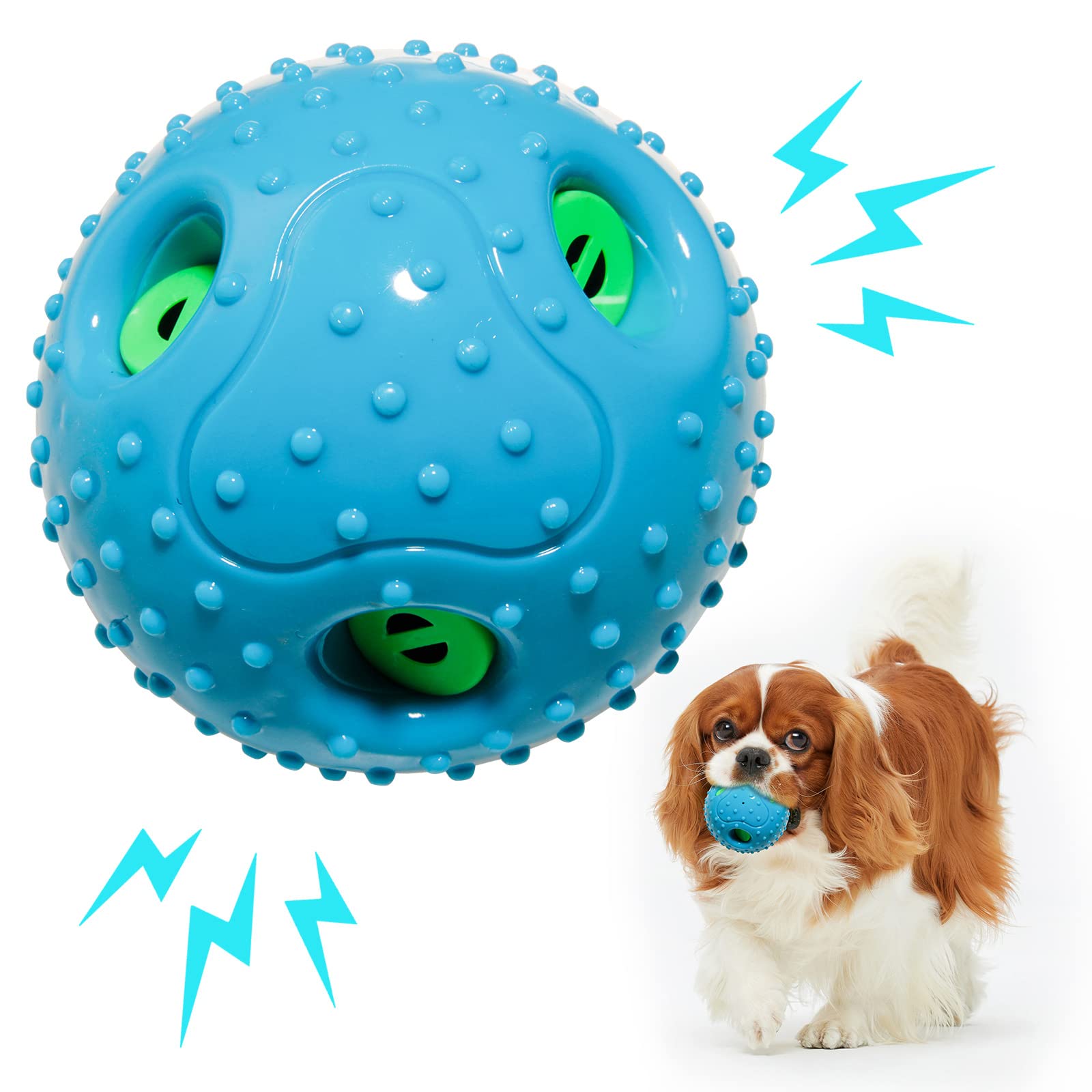 **Haddhom Squeaky Dog Chew Ball Toy - Indestructible Natural Rubber Chew Toy for Medium & Large Dogs - Interactive Fetch & Training Toy for Aggressive Chewers**