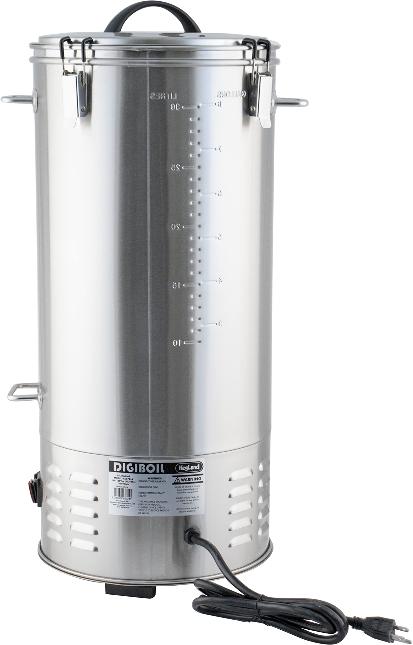 KegLand DigiBoil 35L/9.25G Electric Kettle - 1500W Stainless Steel Digital Temperature Control Water Heater for Beer Brewing & Distillation (110V, BE501) | Perfect for Homebrewing, Coffee Making & Sous Vide Cooking