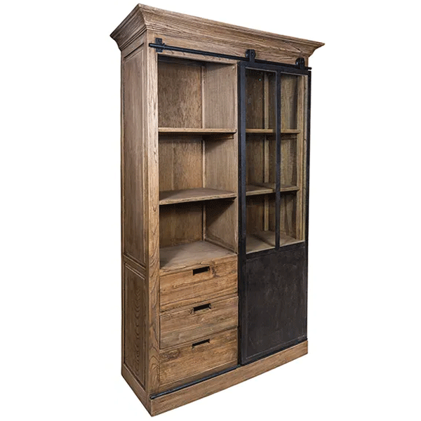 Rustic Barn Sliding Door Single Cabinet - Farmhouse Style Kitchen Storage for Pantry, Bathroom & Laundry Room Organization