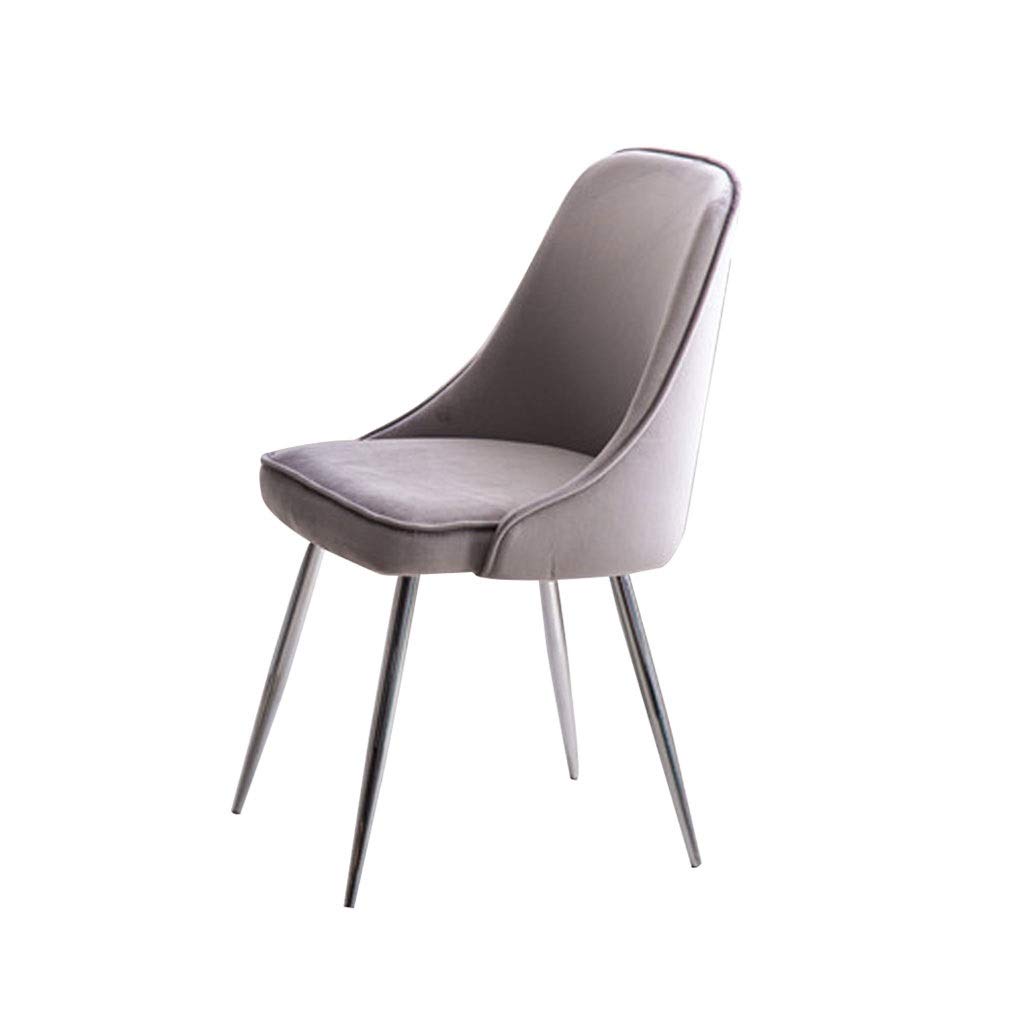 Soft Velvet Dining Chair with Metal Legs - Gray Upholstery & Silver Legs - Elegant Retro Side Chair for Living Room, Kitchen, Home Office & Dining Area