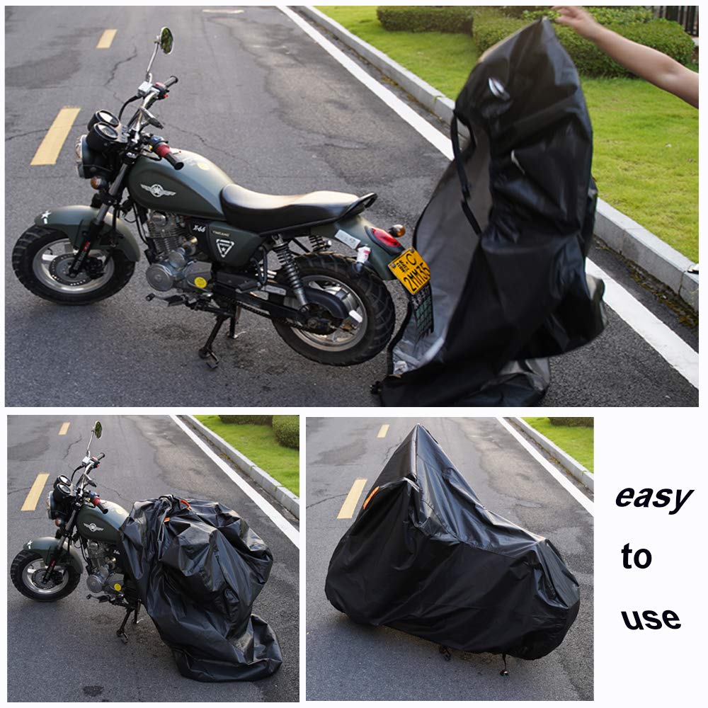 SEAZEN Waterproof Motorcycle Cover - 5-Layer Breathable Fabric for All Weather Protection (Fits Up to 102