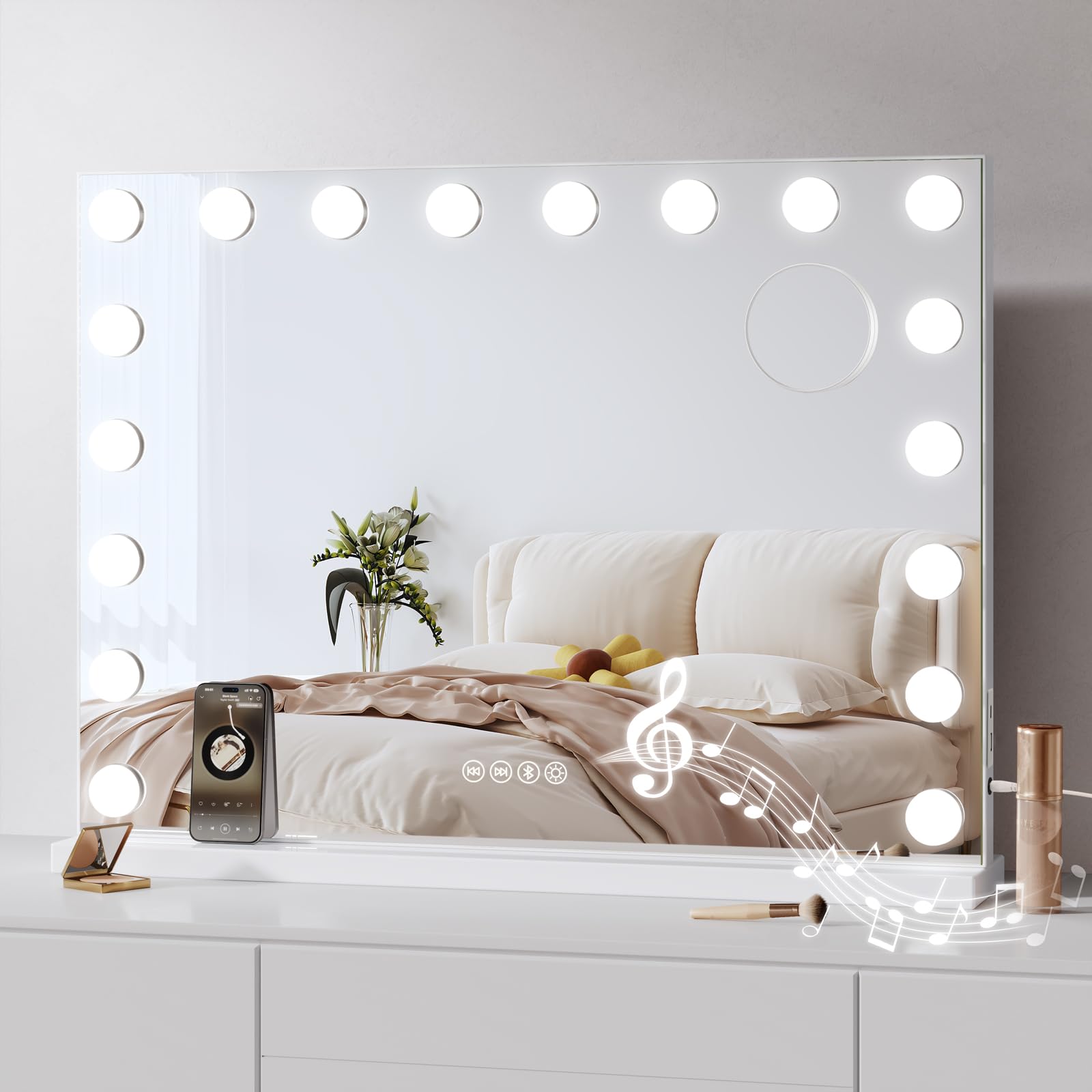 Dripex Hollywood Makeup Mirror with Bluetooth, 18 LED Lights, 31.5