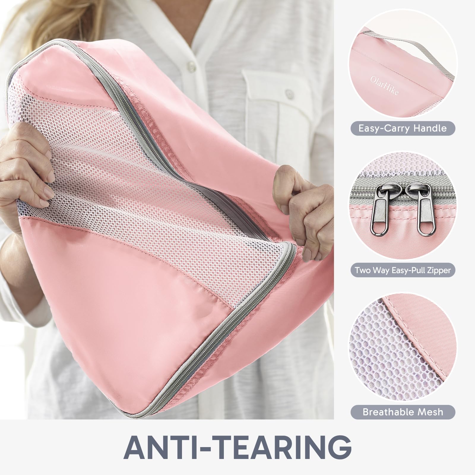 10-Piece Premium Packing Cubes Set for Suitcases - Durable Travel Organizers with Anti-Tear Stitching | Perfect for Business Trips, Vacations & Weekend Getaways (Pink) - OlarHike Travel Essentials
