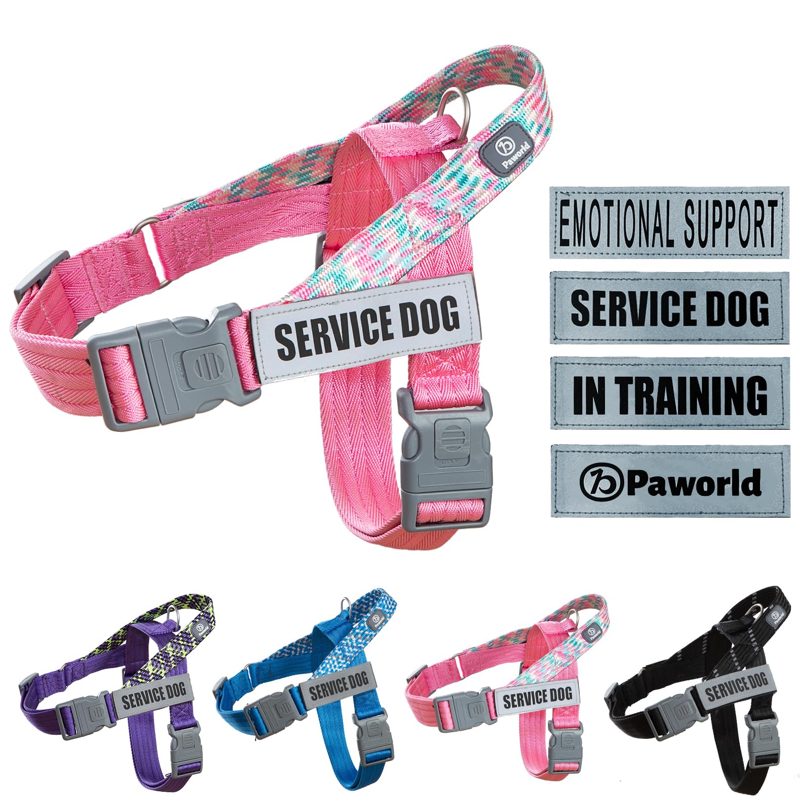 Service Dog Vest with Handle - No-Pull Harness for Small, Medium & Large Dogs in Training | Includes 4 Reflective Patches | Adjustable Pet Vest for Therapy & Assistance Dogs (Pink, XS) | Perfect for Daily Walks, Training Sessions & Public Outings
