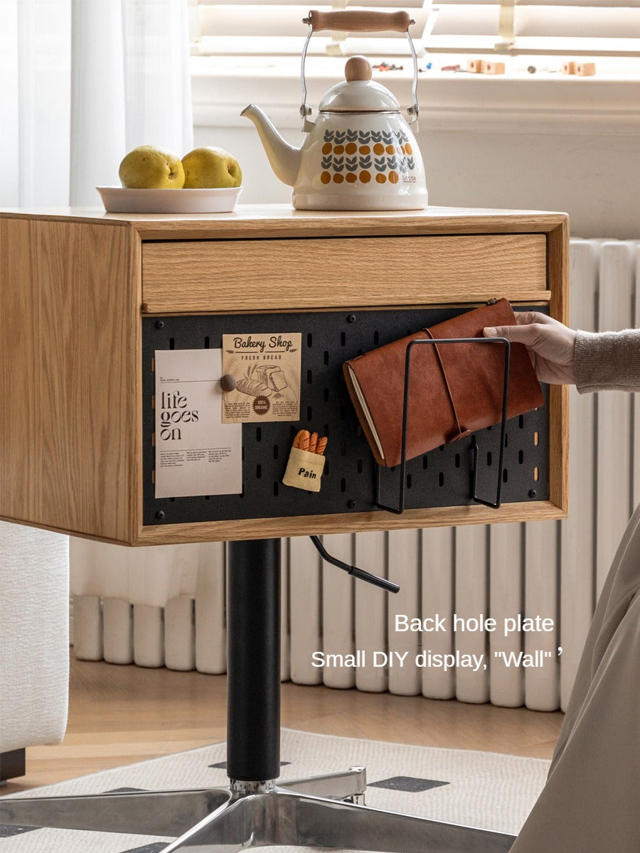 Solid Oak Wood Lift-Top Side Table with Wheels - Perfect for Living Room, Bedroom, or Office as Coffee Table, Nightstand, or Mobile Workstation