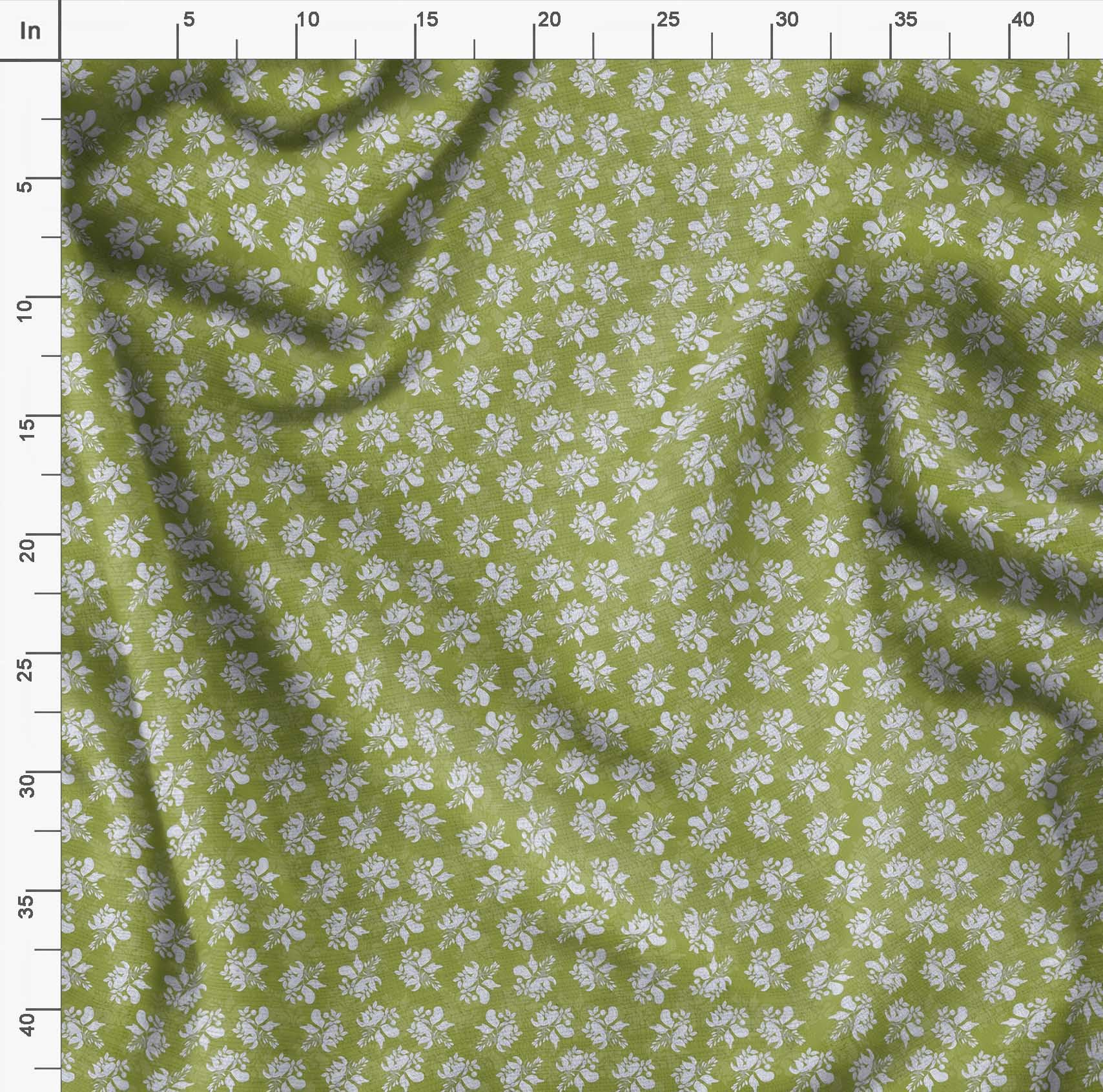 Soimoi Moss Green Georgette Fabric by The Yard - 42 Inch Wide Printed Floral Leaf Design - Elegant Artistic Fabric for Dresses, Curtains, DIY Fashion Projects | Perfect for Sewing, Home Decor & Crafting