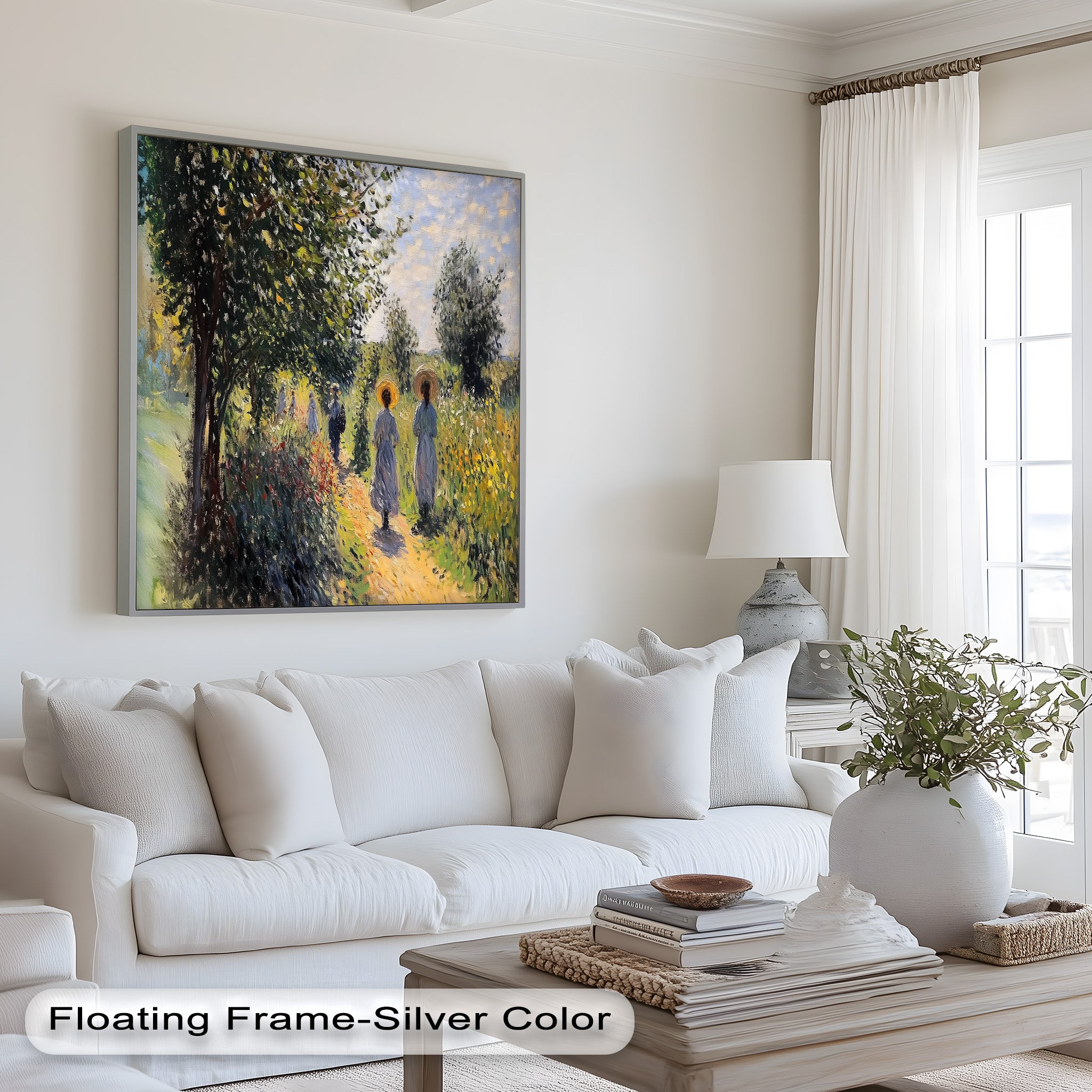 Afternoon Stroll - Sun Dappled Garden Walk Oil Painting Wall Art - Hand Painted Landscape Canvas for Living Room, Bedroom Decor - Perfect Gift for Home & Office