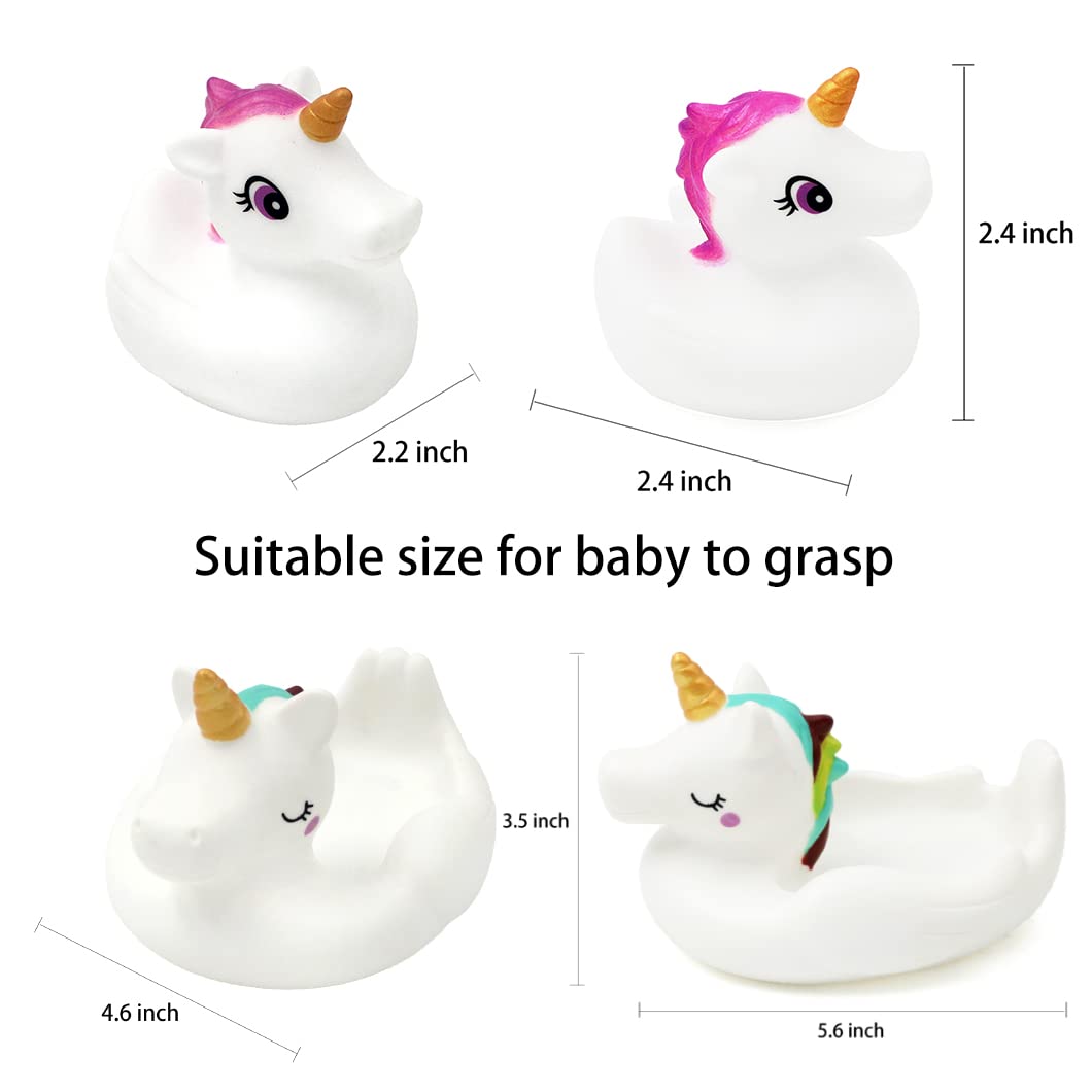 **Unicorn Baby Bath Toys Set - 4pcs Cute Floating & Squirt Bathtub Toys for Toddlers 1-3 Years, Safe Rubber Shower Toys for Boys & Girls - Perfect Bath Time Fun & Learning Gifts**    *(Use: Ideal for sensory play, bath time entertainment, and early childhood development in home or daycare settings)*