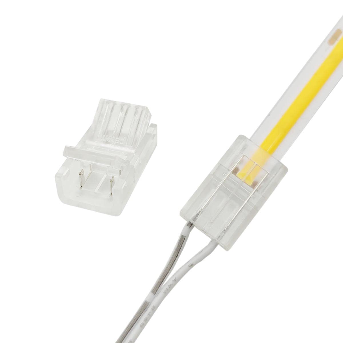 Masterwon 2-Pin COB LED Strip Connectors 8mm - Solderless Adapter Terminal for 12V High Density LED Light Strips - Easy Extension Connection for Home, Office & Commercial Lighting