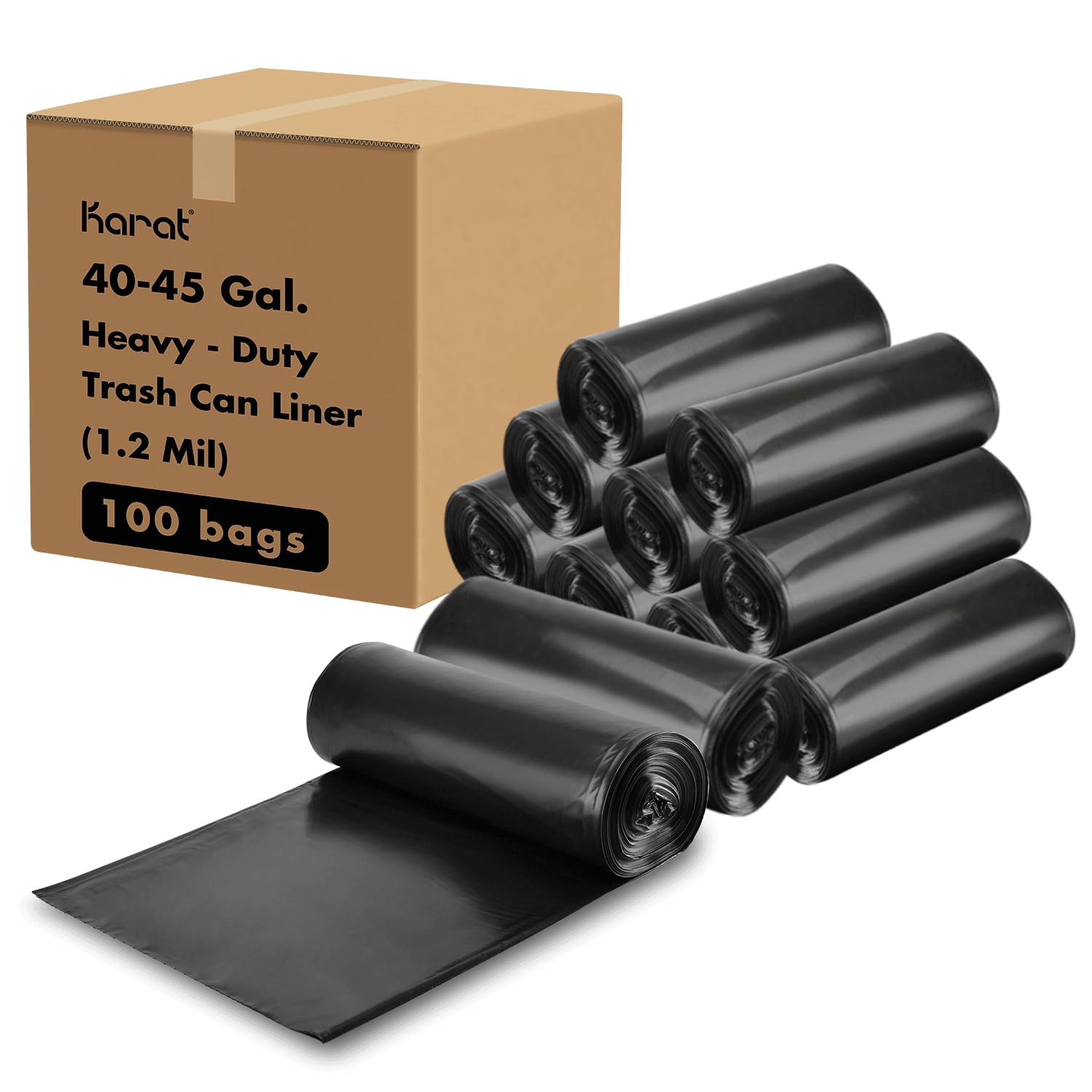 Premium Karat Trash Can Liners - Heavy Duty 13 Gallon Kitchen Garbage Bags, Leak Proof & Odor Control - Perfect for Home, Office & Outdoor Use