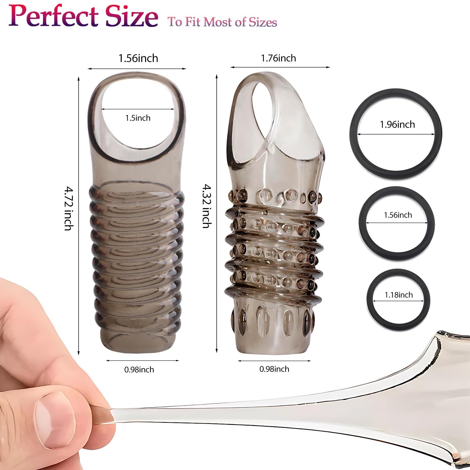 Premium 5-Piece Silicone Penis Sleeve & Cock Ring Set - Penis Extender, Girth Enhancer & Erection Booster for Longer Lasting Pleasure | Adult Sex Toys for Men & Couples | Enhance Intimacy & Spice Up Your Sex Life