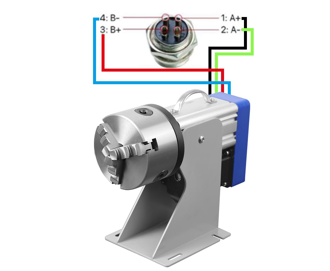 100mm (3.94in) Three-Jaw Rotary Chuck for Fiber Laser Marking Machine - High Precision Rotating Attachment for Metal Engraving, Jewelry Making & Industrial Applications