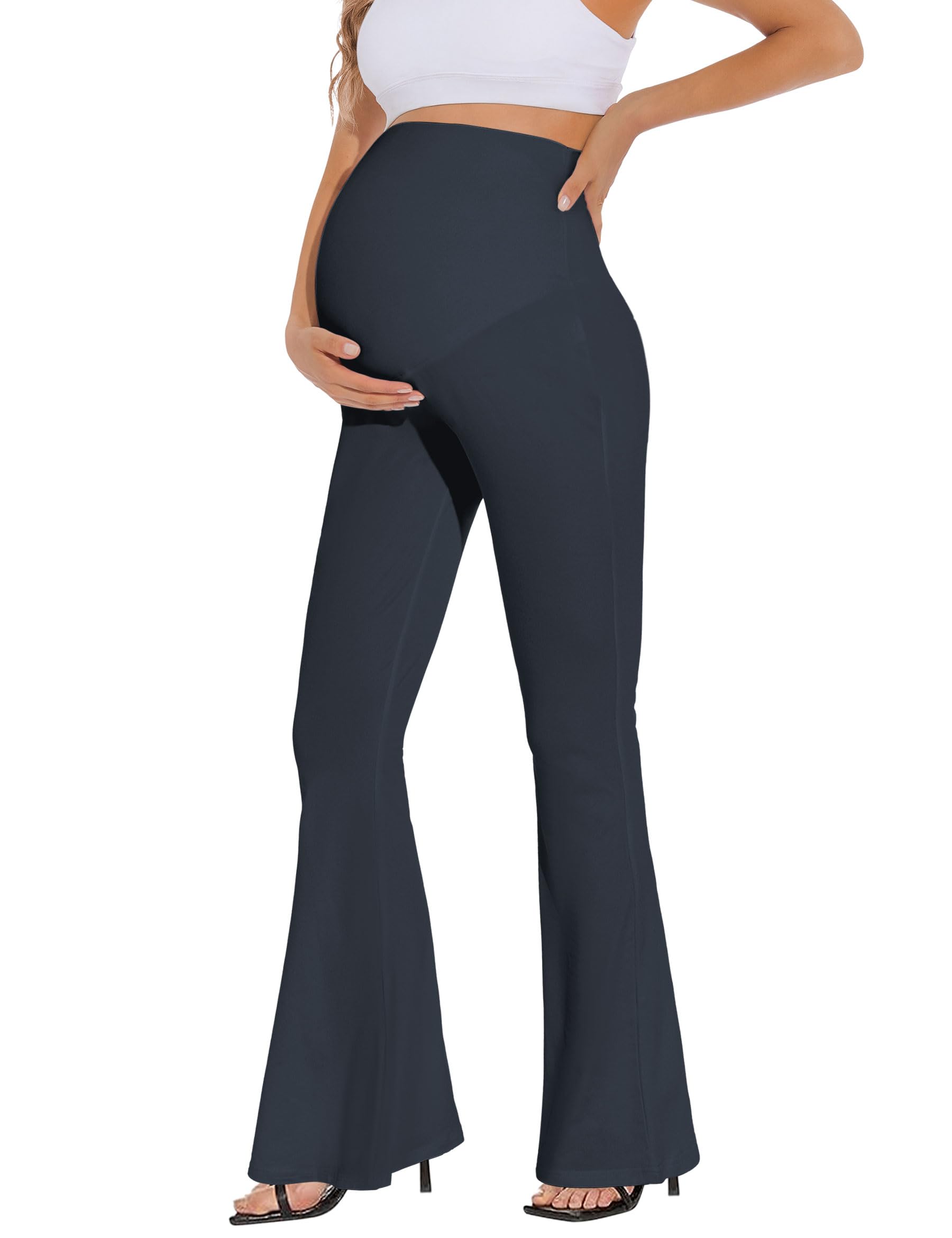 Peauty Maternity Flare Leggings - Buttery Soft Over The Belly High Waisted Yoga Pants for Pregnancy Comfort | Perfect for Casual Wear, Prenatal Yoga & Everyday Maternity Outfits