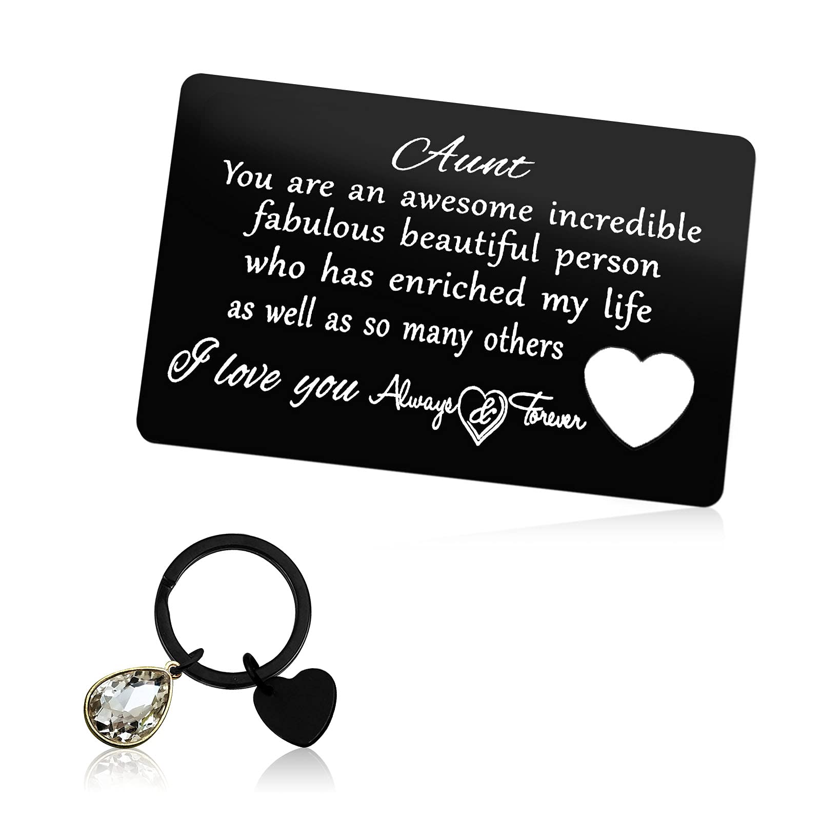 Personalized Engraved Wallet Card for Aunt - Thoughtful Gift for Mother's Day, Thanksgiving, Christmas & Birthday - Perfect Gift from Niece or Nephew - Ideal for Special Occasions & Heartfelt Moments
