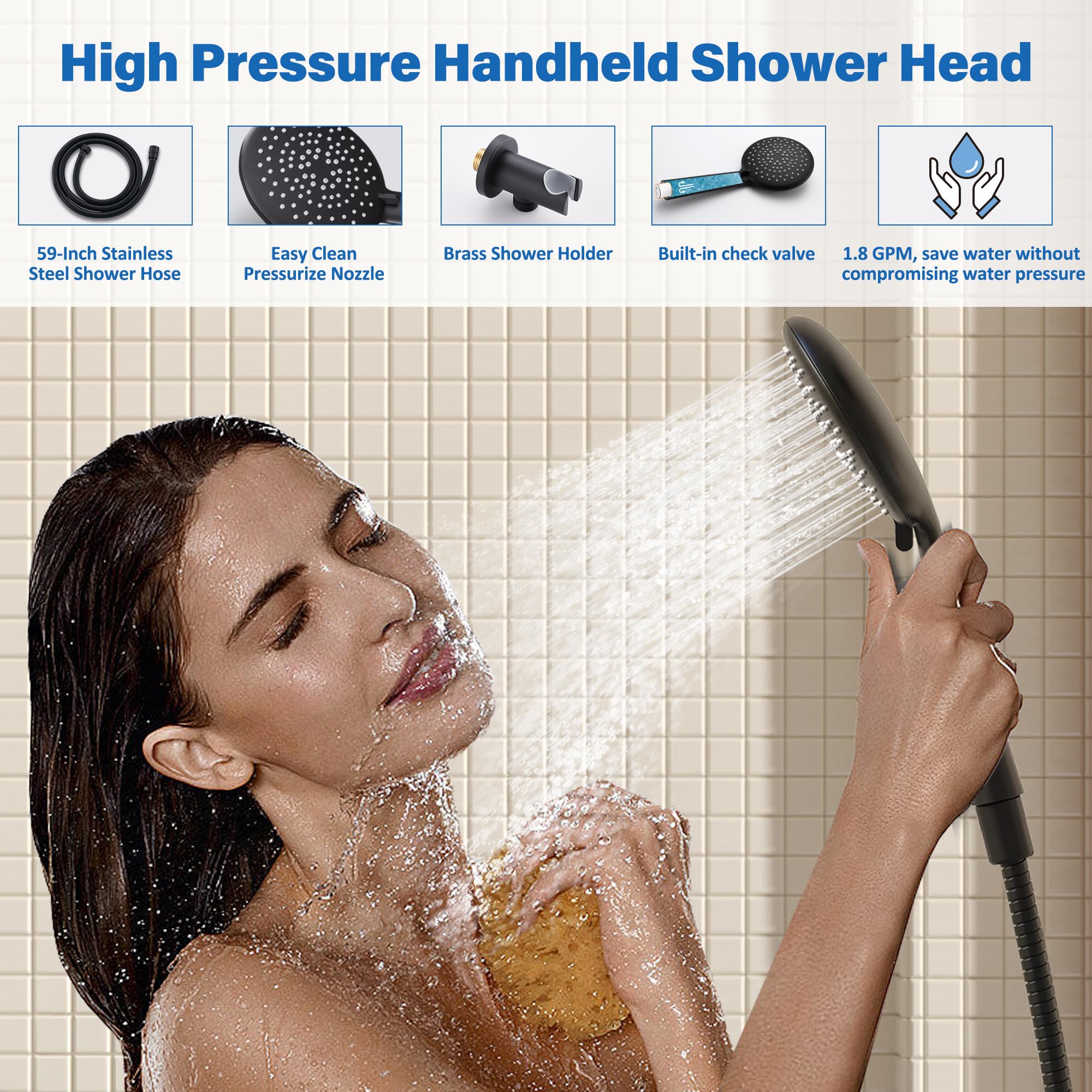 Gabrylly Matte Black Shower System - 10