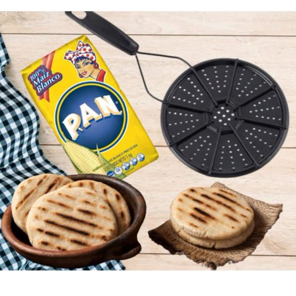 Premium Colombian Arepa Grill Kit with Harina Pan - Authentic Arepa Maker & Cornmeal for Delicious Homemade Arepas - Perfect for Outdoor BBQs, Family Gatherings & Latin Cuisine Lovers