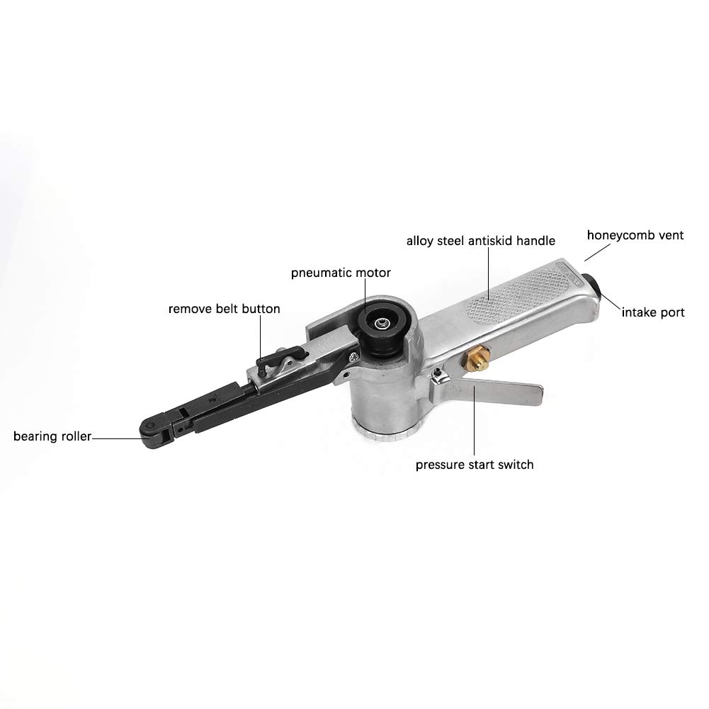 10mm Pneumatic Belt Sander - Air Powered Polisher & Grinder for Deburring, Chamfering & Metal/ Wood Polishing - Perfect for DIY Projects & Professional Workshop Use