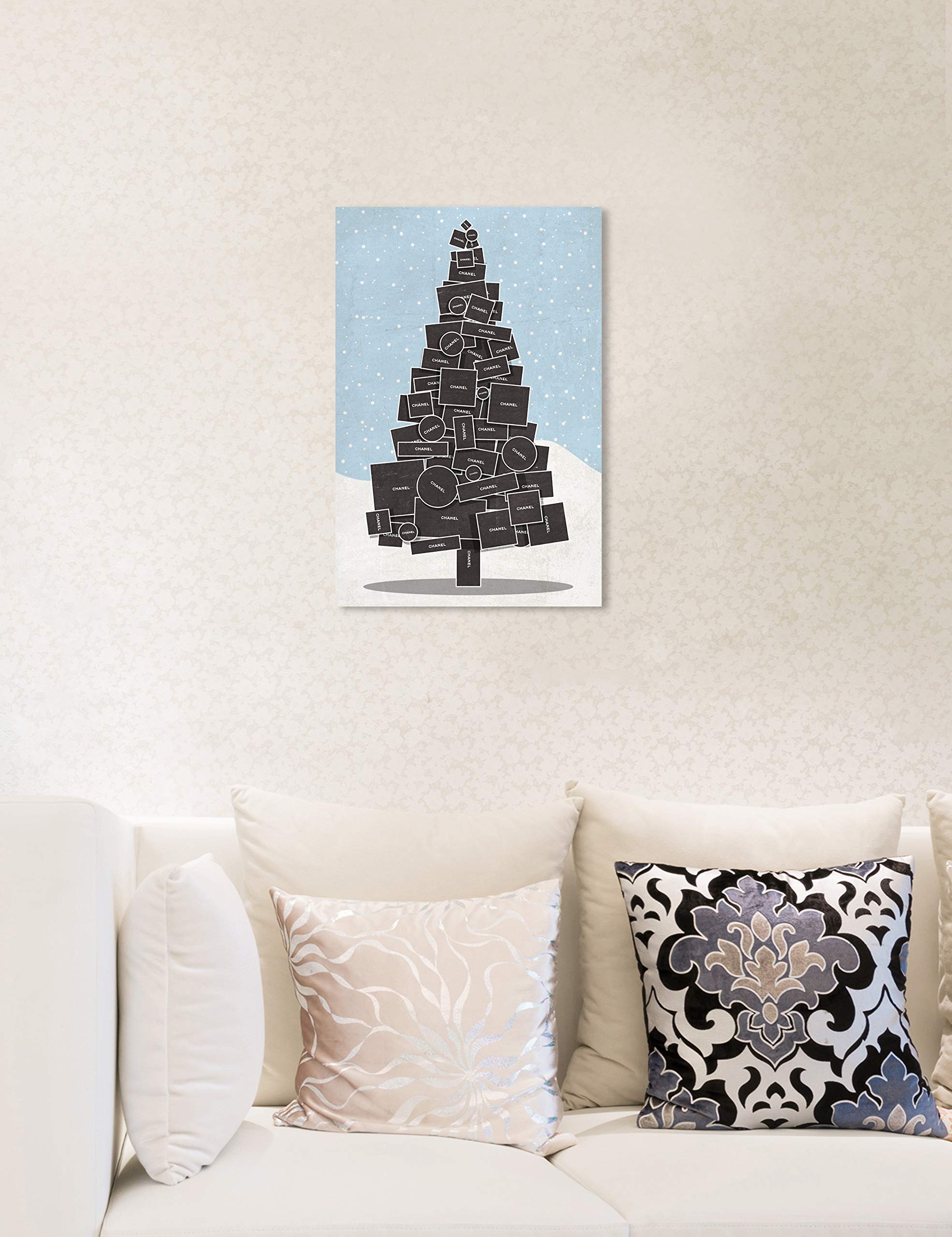 Oliver Gal Artist Co. 'White Christmas' Wall Art Canvas Print - 10x15 Inch Holiday Home Decor in Black & Blue - Perfect for Living Room, Bedroom & Office Decorations