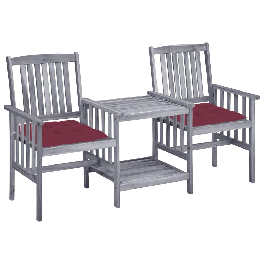 Premium Acacia Wood Patio Dining Set with Tea Table & Cushions - Outdoor Garden Furniture for Bistro, Backyard, Poolside & Restaurant Seating