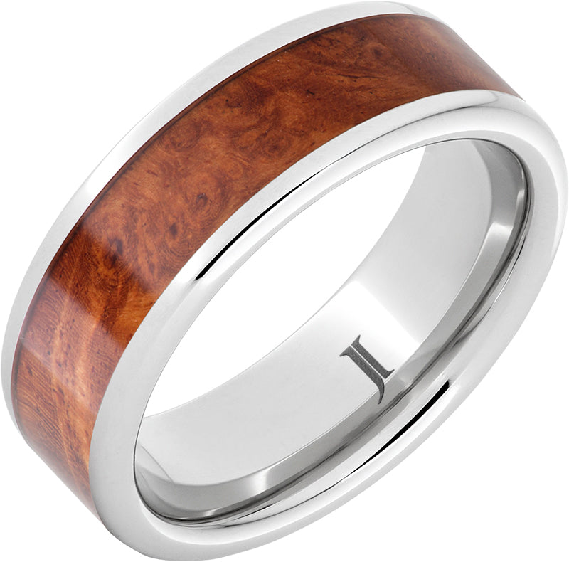 Serinium® Burlwood Inlay Ring for Men - Handcrafted Wooden Wedding Band, Unique Natural Wood Grain Design - Perfect for Anniversary Gifts & Outdoor Enthusiasts