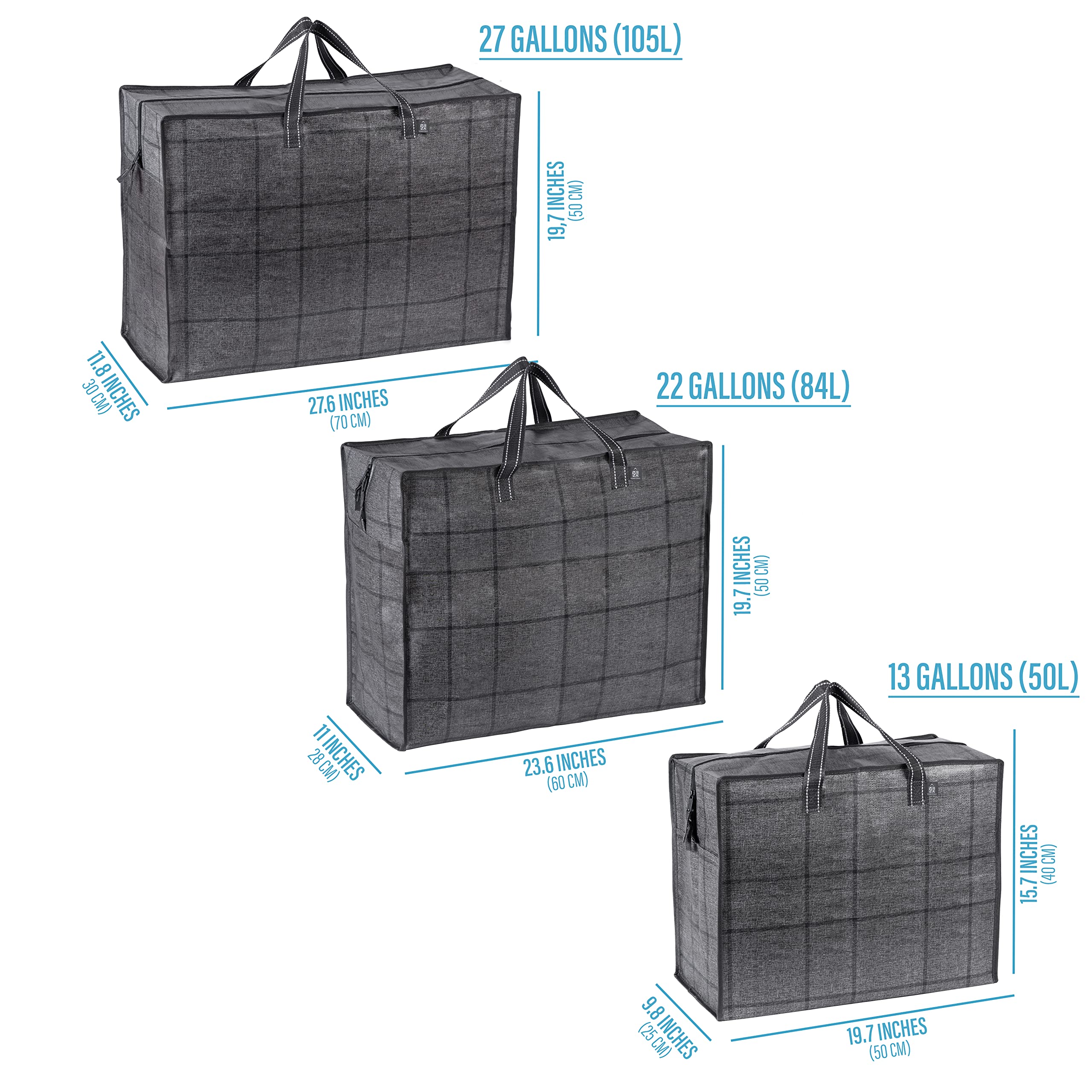 VENO 105L Extra Large Moving Bags with Zippers - Heavy Duty Storage Duffel Bags for Travel, Moving & Storage - Water Resistant Garment Bags (Set of 5, XL) - Perfect for Home Organization, College Dorm Moves & Vacation Packing