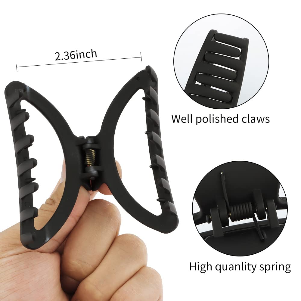 Canitor Hair Clips Set - 4Pcs Black Acrylic Semicircle Claw Clips for Women, Strong Hold Hair Accessories for Thick & Thin Hair - Perfect for School, Work, Gym & Everyday Styling